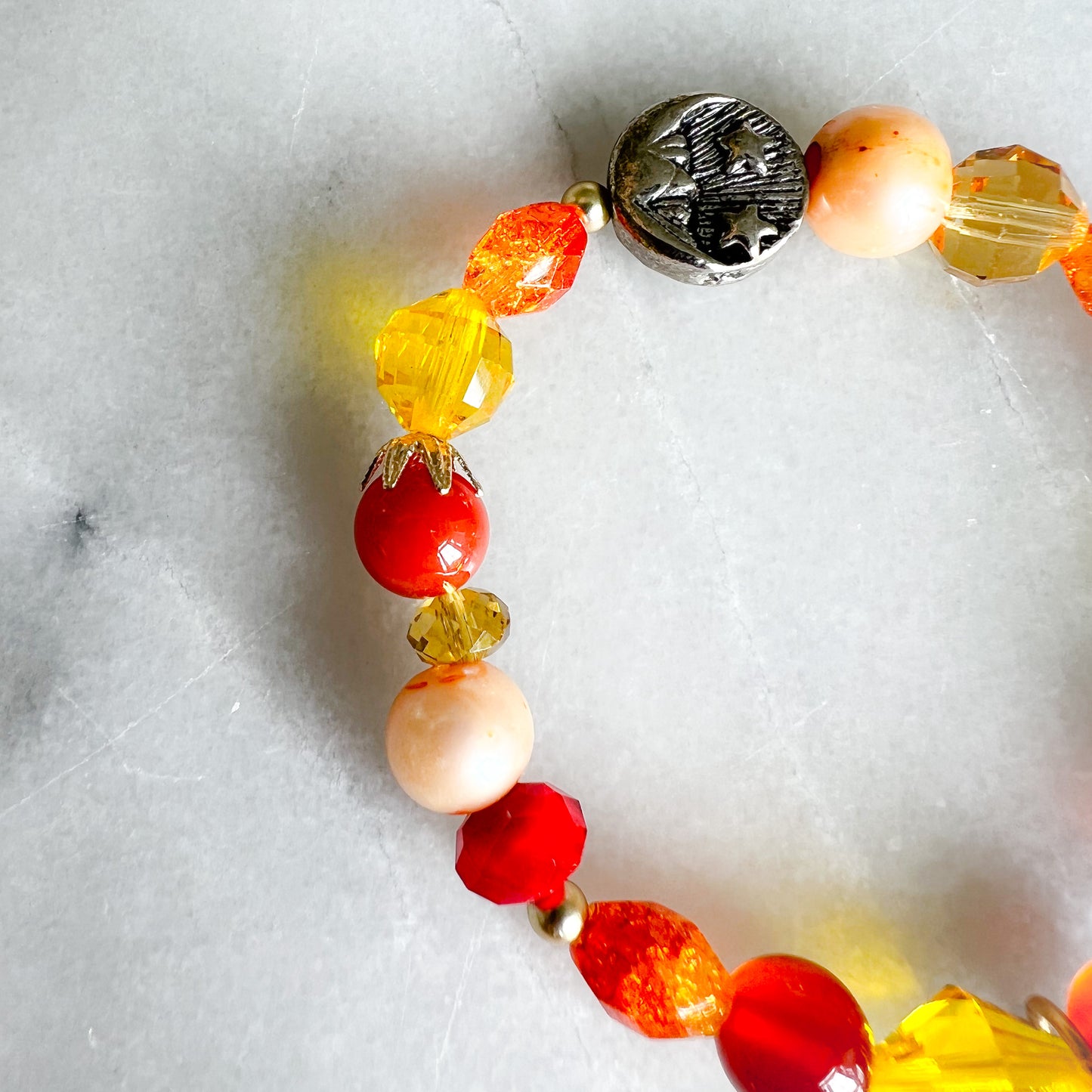 Sun Moon Freshwater Pearl Yellow Crystal Bracelet - BelleStyle