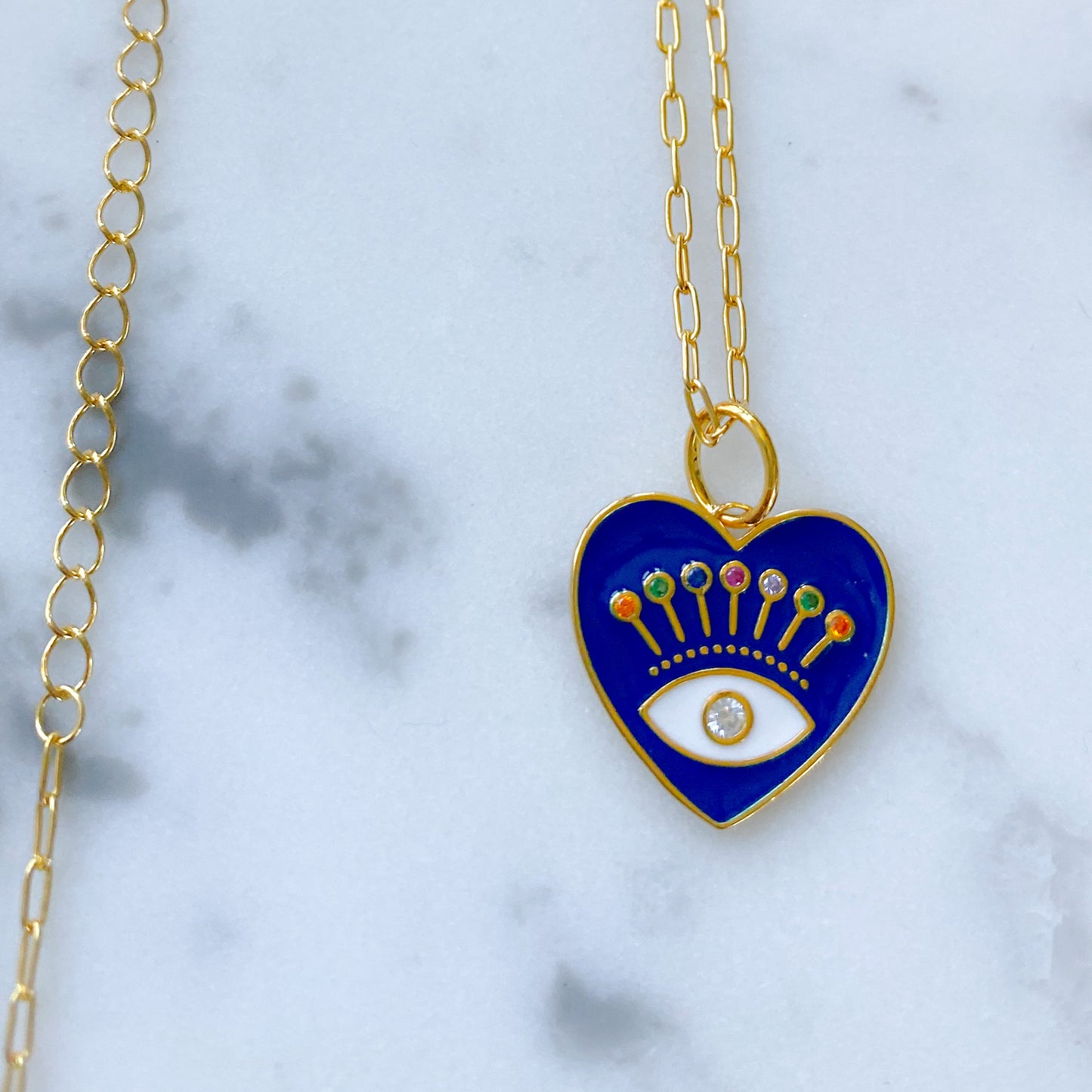 Heart Enamel Crystal Necklace - BelleStyle