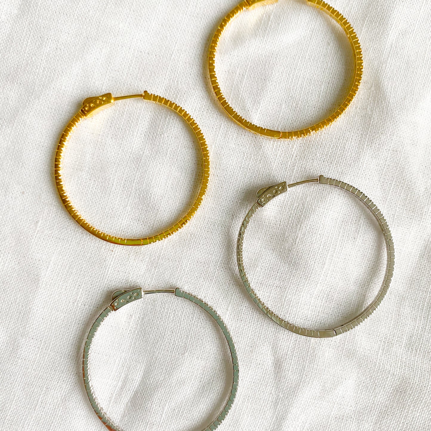 Taylor Silver Crystal Hoop Earrings - BelleStyle