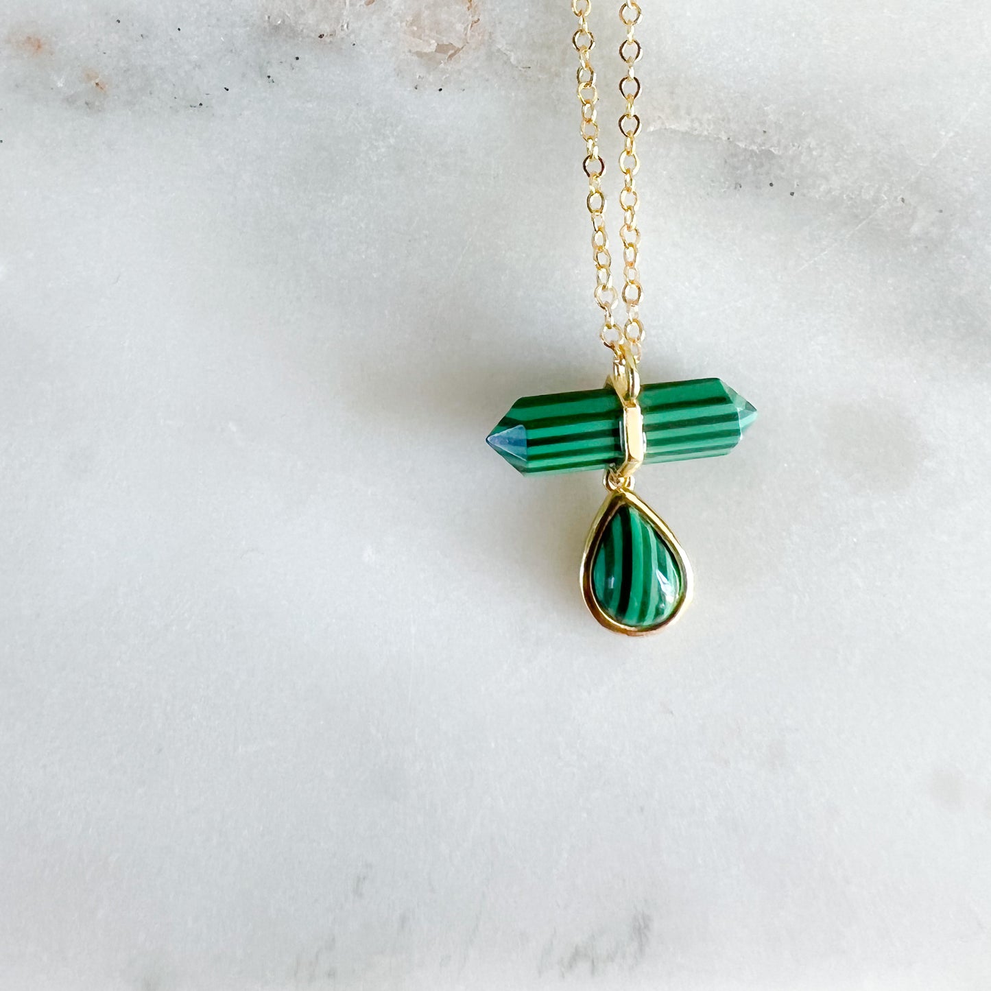 Marcasite Teardrop Gold Necklace - BelleStyle