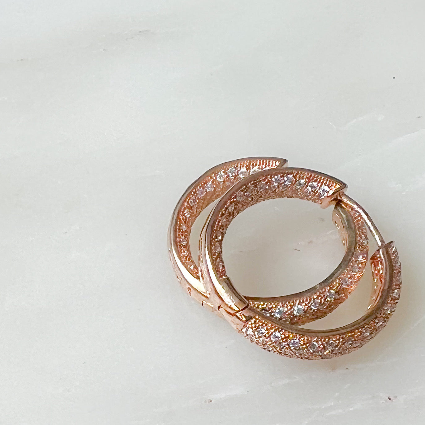 Nantucket Sterling Silver Pave Crystal Hoop Earrings - BelleStyle