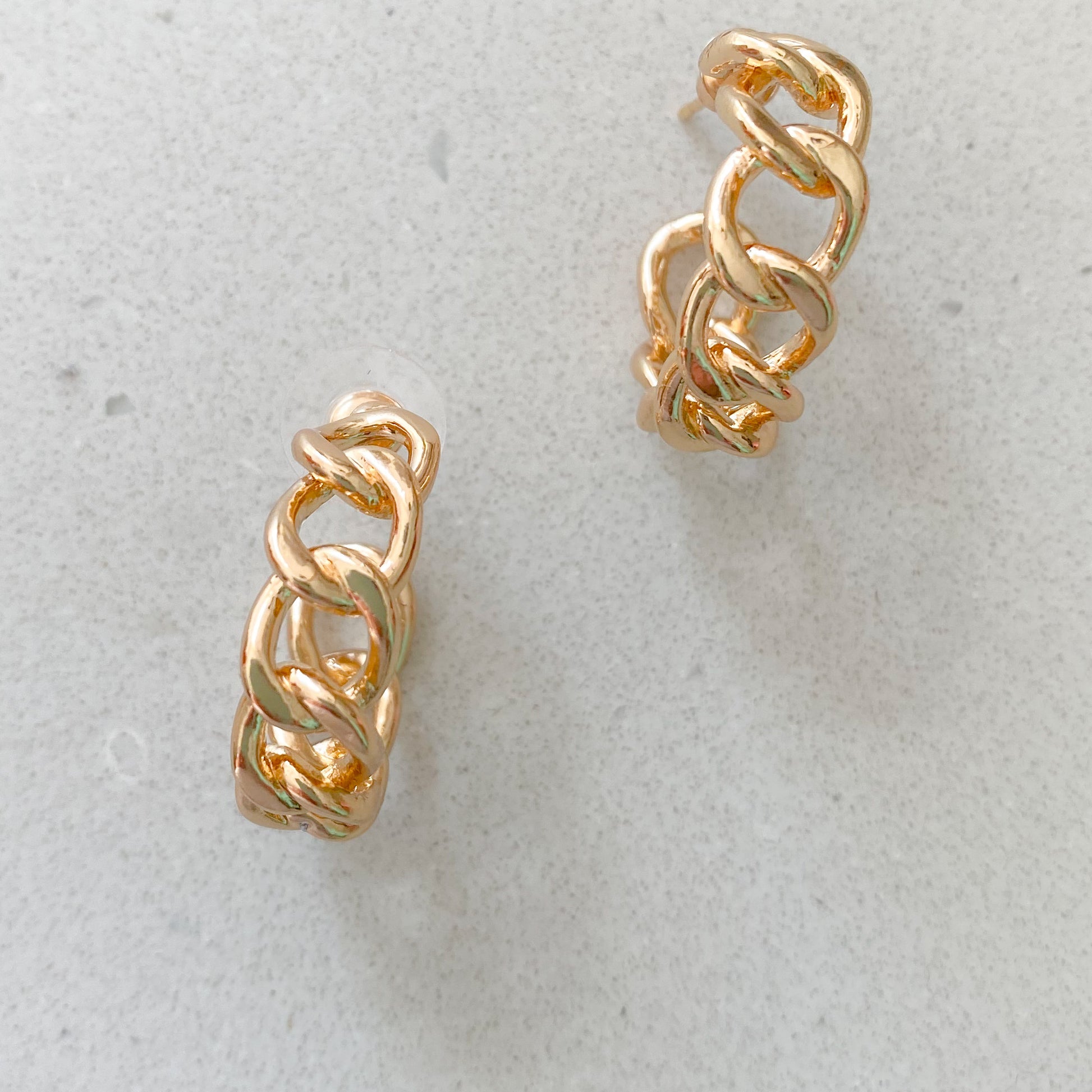 Curb Chain Link Hoop EarringS - BelleStyle