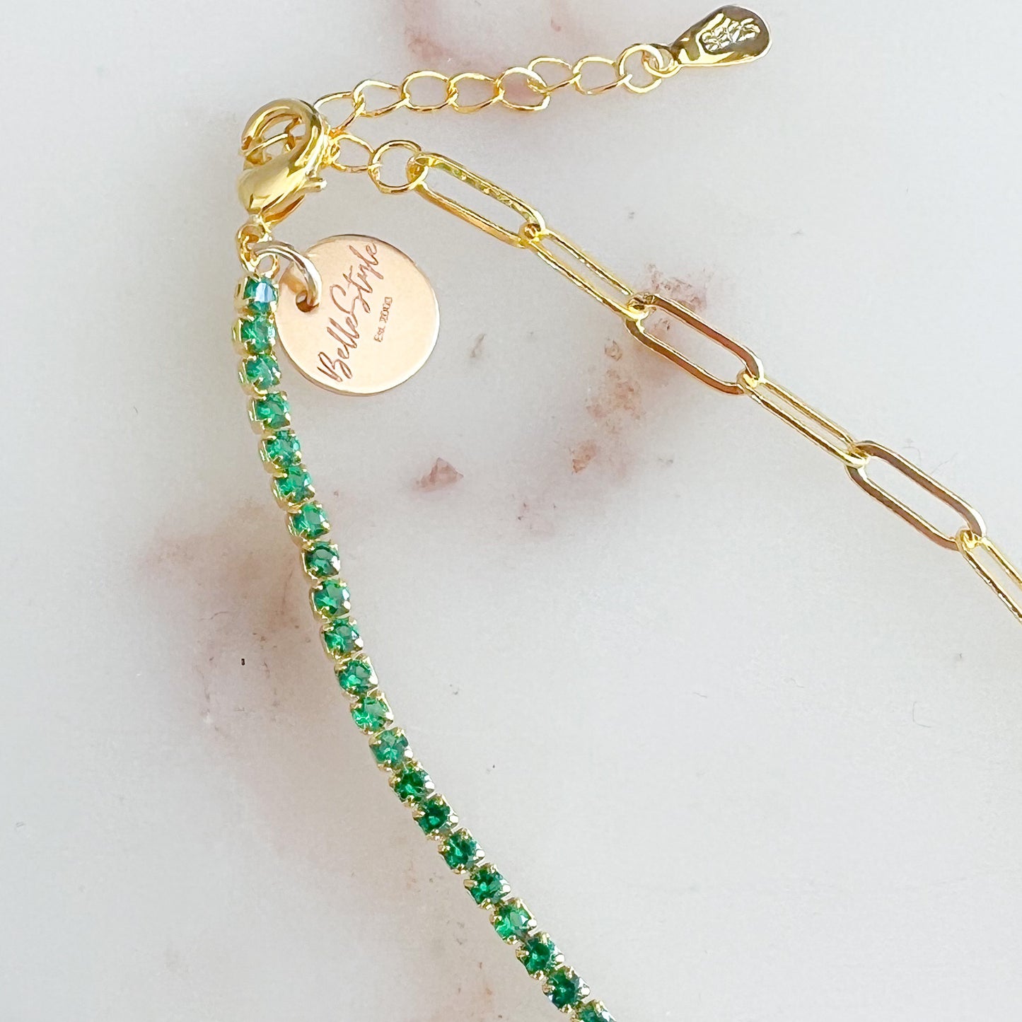 Josie Crystal Chain Sterling 925 Bracelet - BelleStyle