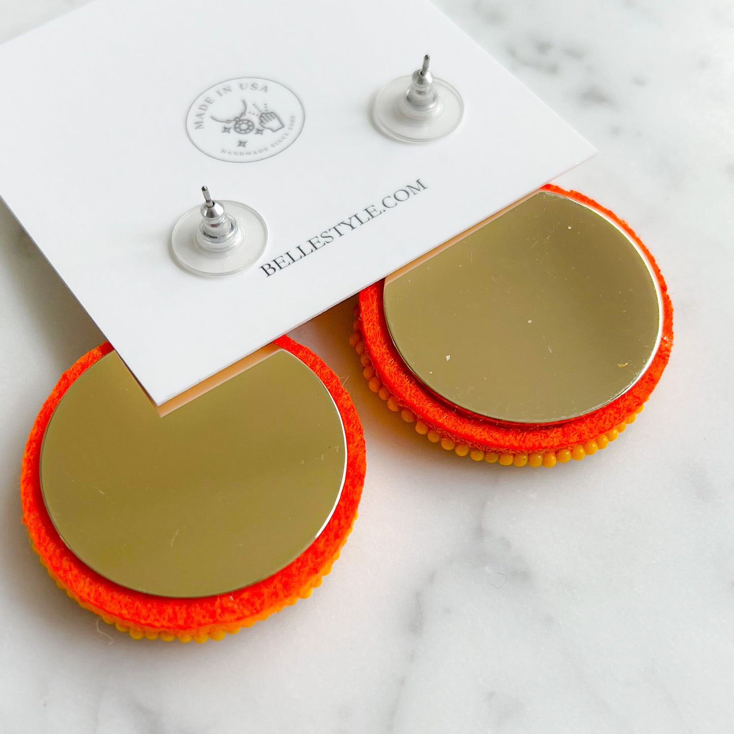 Grapefruit Beaded Post Earrings - BelleStyle