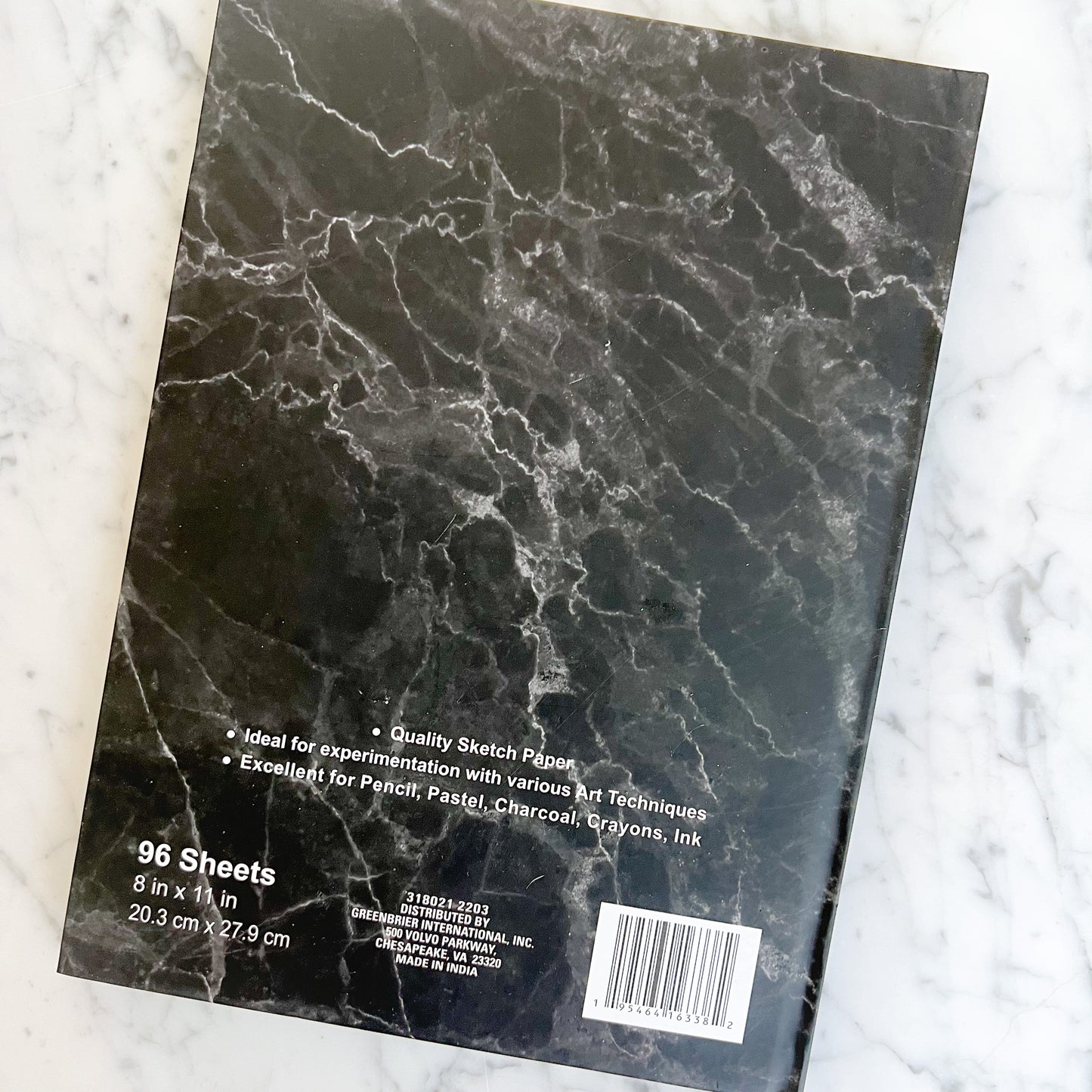 Black Marble Positive Vibes Sketchbook - BelleStyle