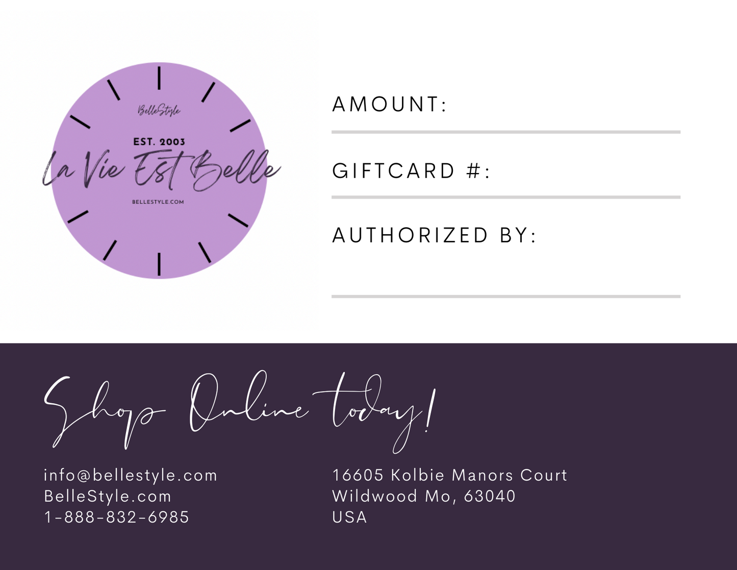 BelleStyle Gift Cards