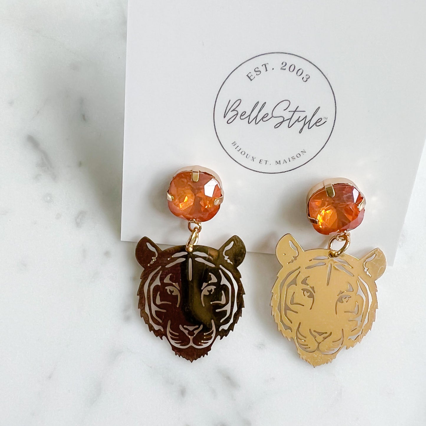 Tiger Post Earrings - BelleStyle