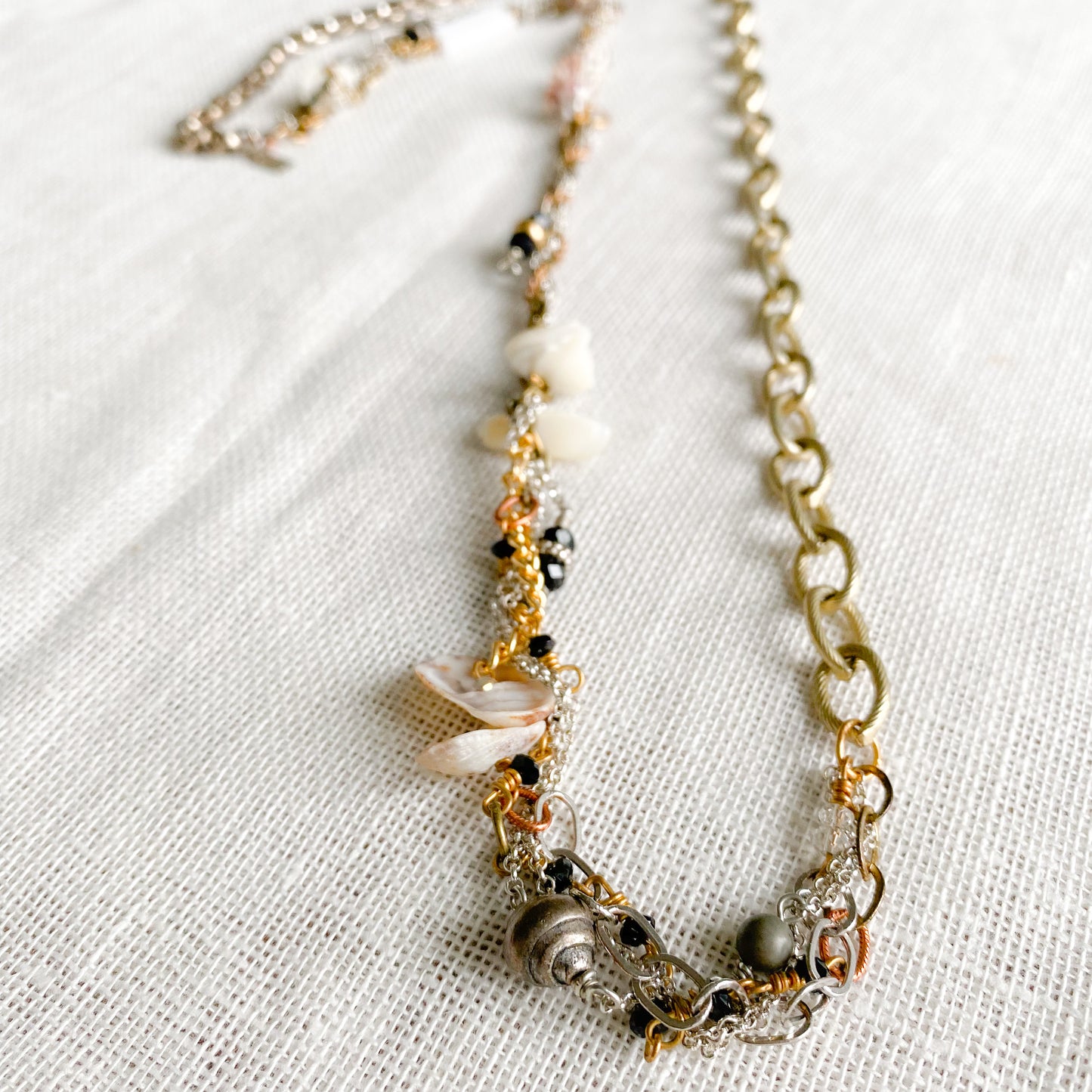 Mother of Pearl Braided Chain Necklace - BelleStyle