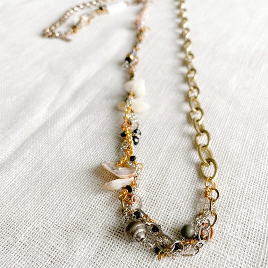 Mother of Pearl Braided Chain Necklace - BelleStyle