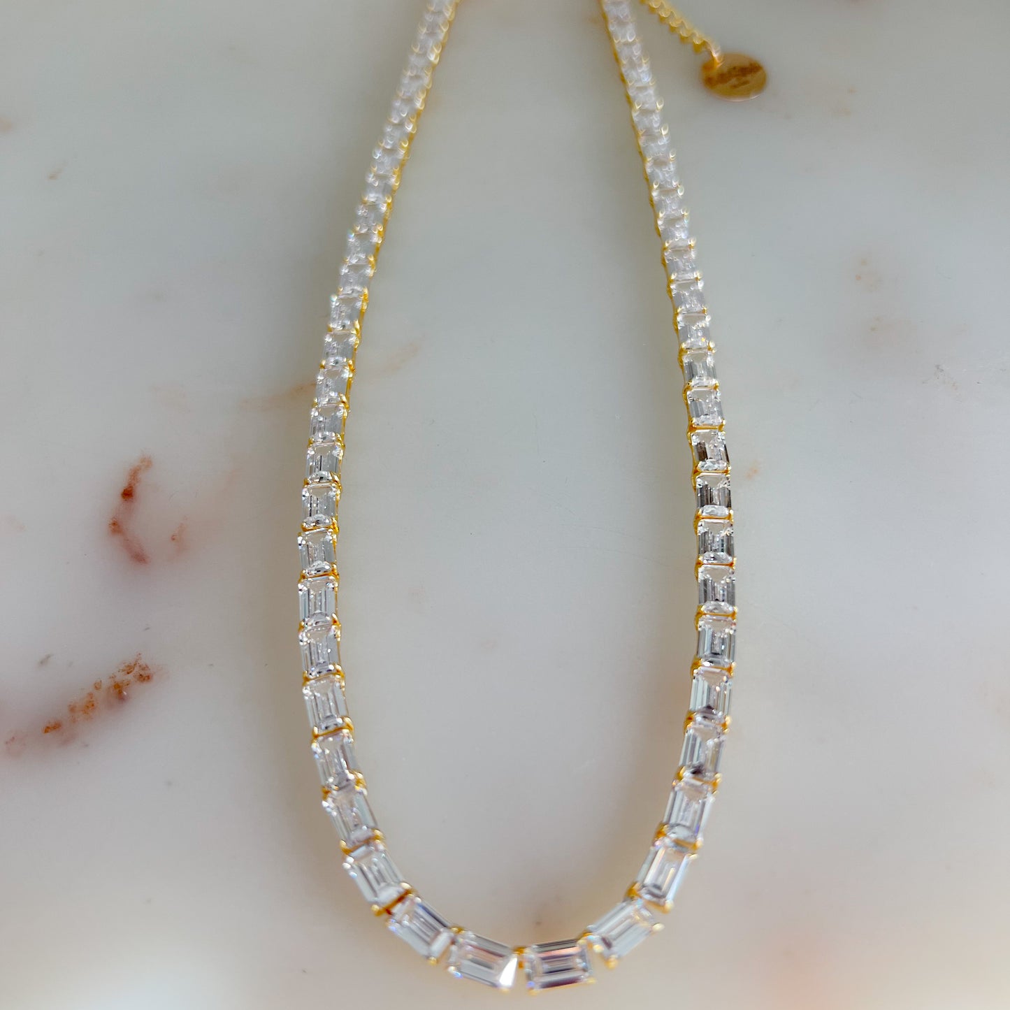 Liberty Baguette Crystal 925 Statement Necklace - BelleStyle