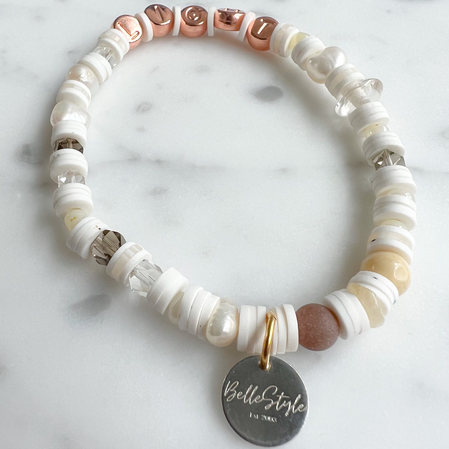 LIGHT Rose Gold Friendship Bracelet White - BelleStyle
