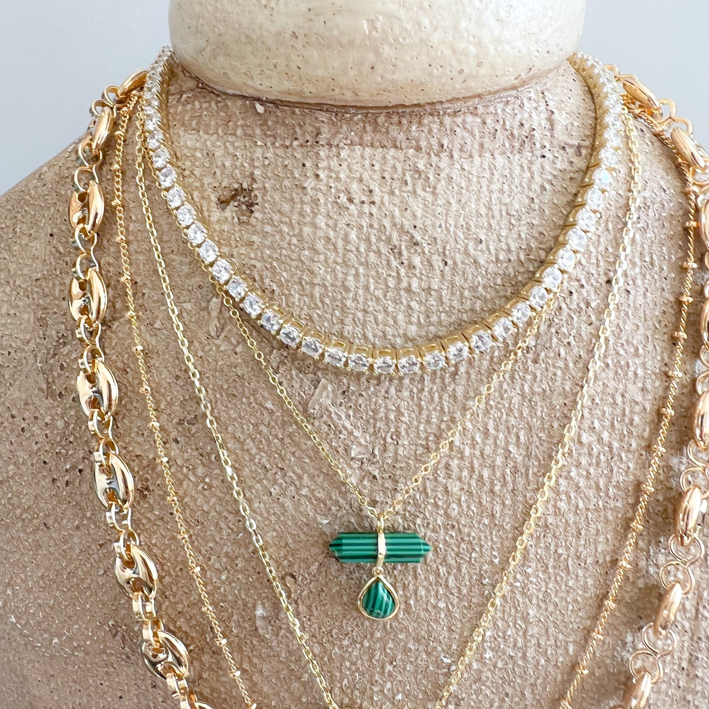 Marcasite Teardrop Gold Necklace - BelleStyle