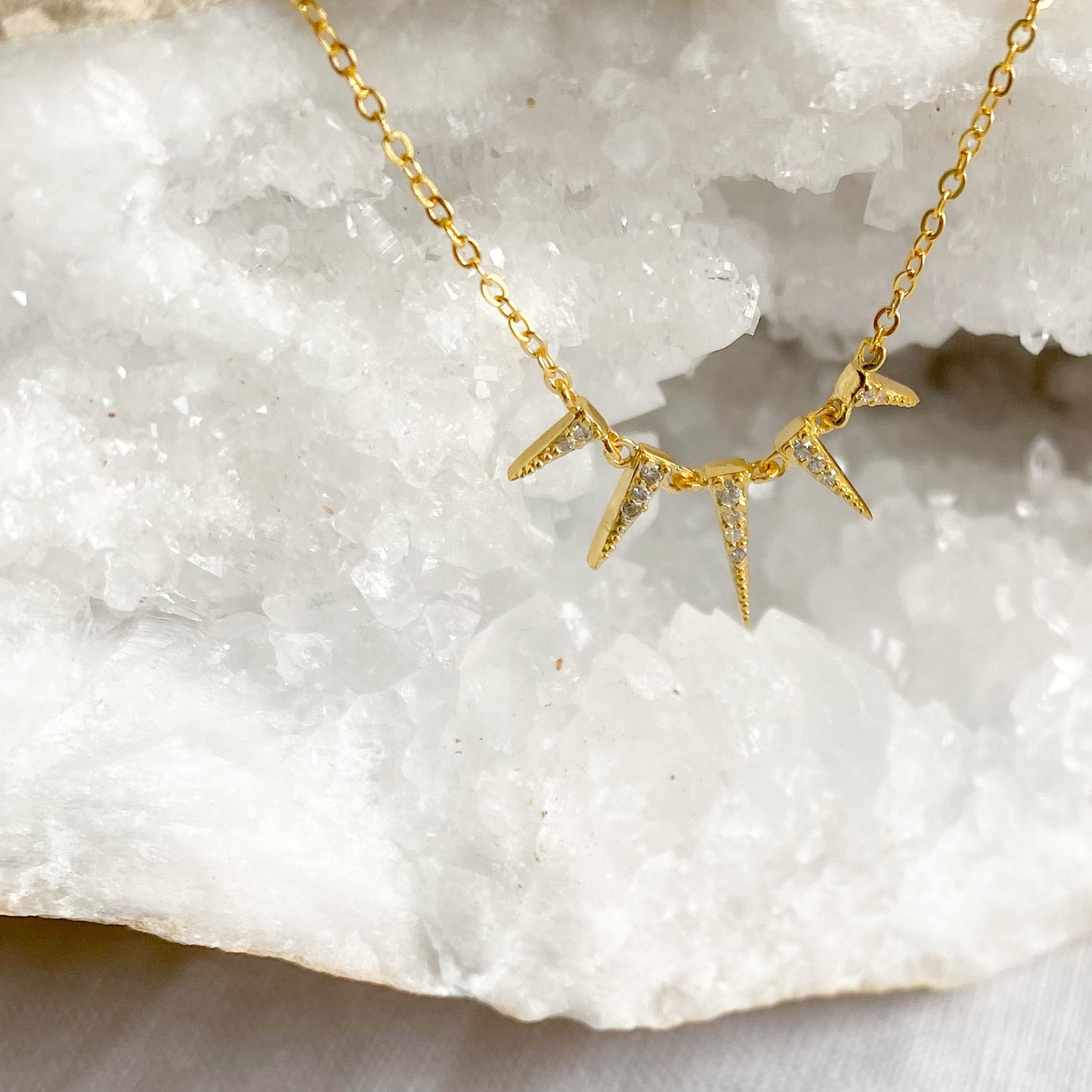 Sunbeam Gold Crystal Necklace - BelleStyle
