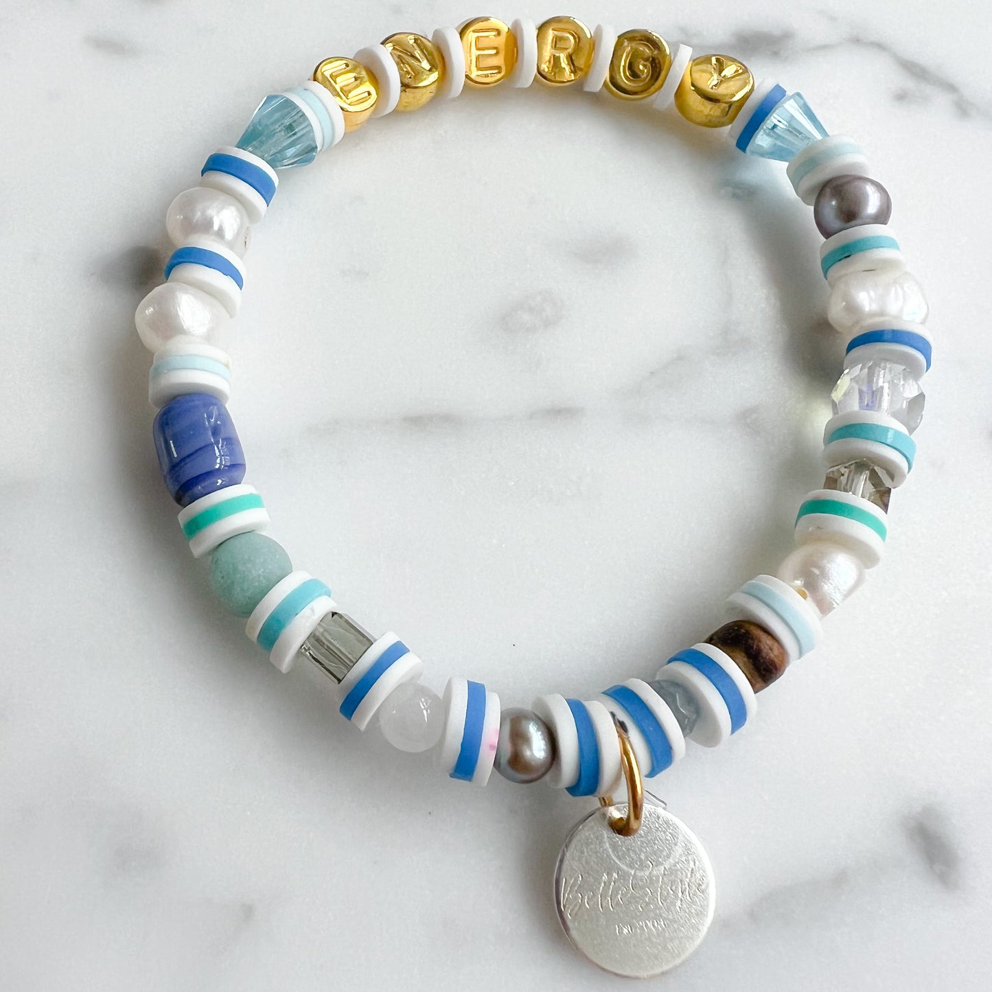 ENERGY Gold Friendship Bracelet Blue - BelleStyle