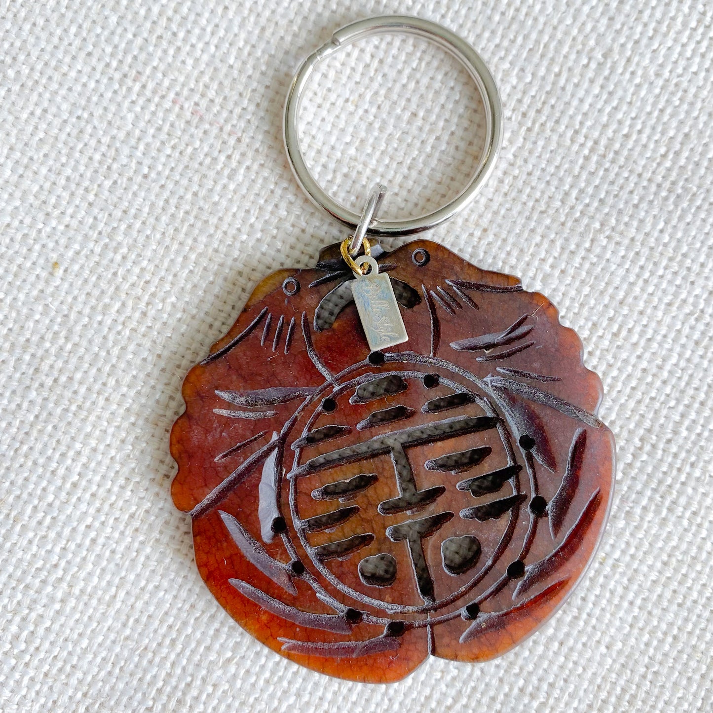Lucky Jade Hand Carved Love Bird Keychain
