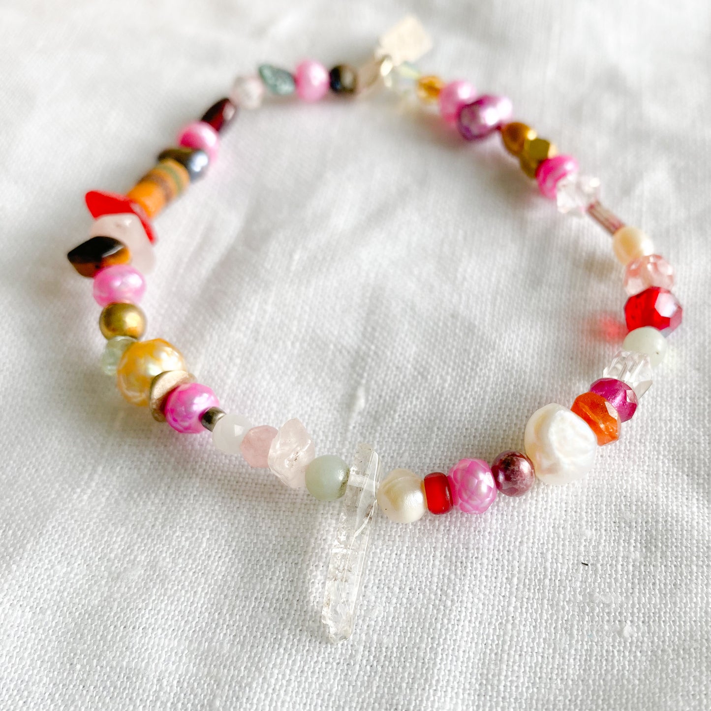 Freshwater Pearl Crystal Quartz Bracelet - BelleStyle