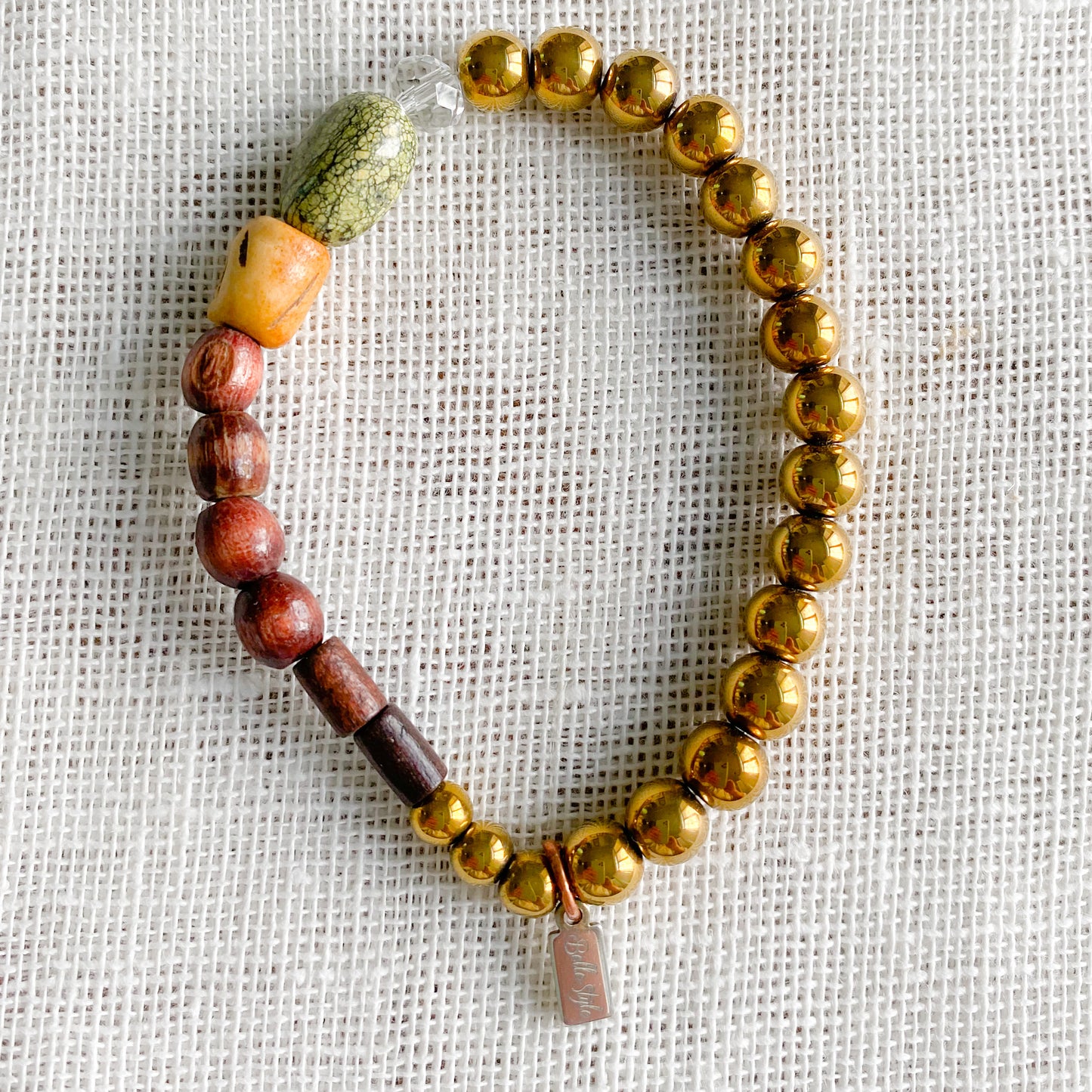 Perth Sustainable Asymmetrical Bracelet - Bellestyle Vintage turquoise hematite rosewood