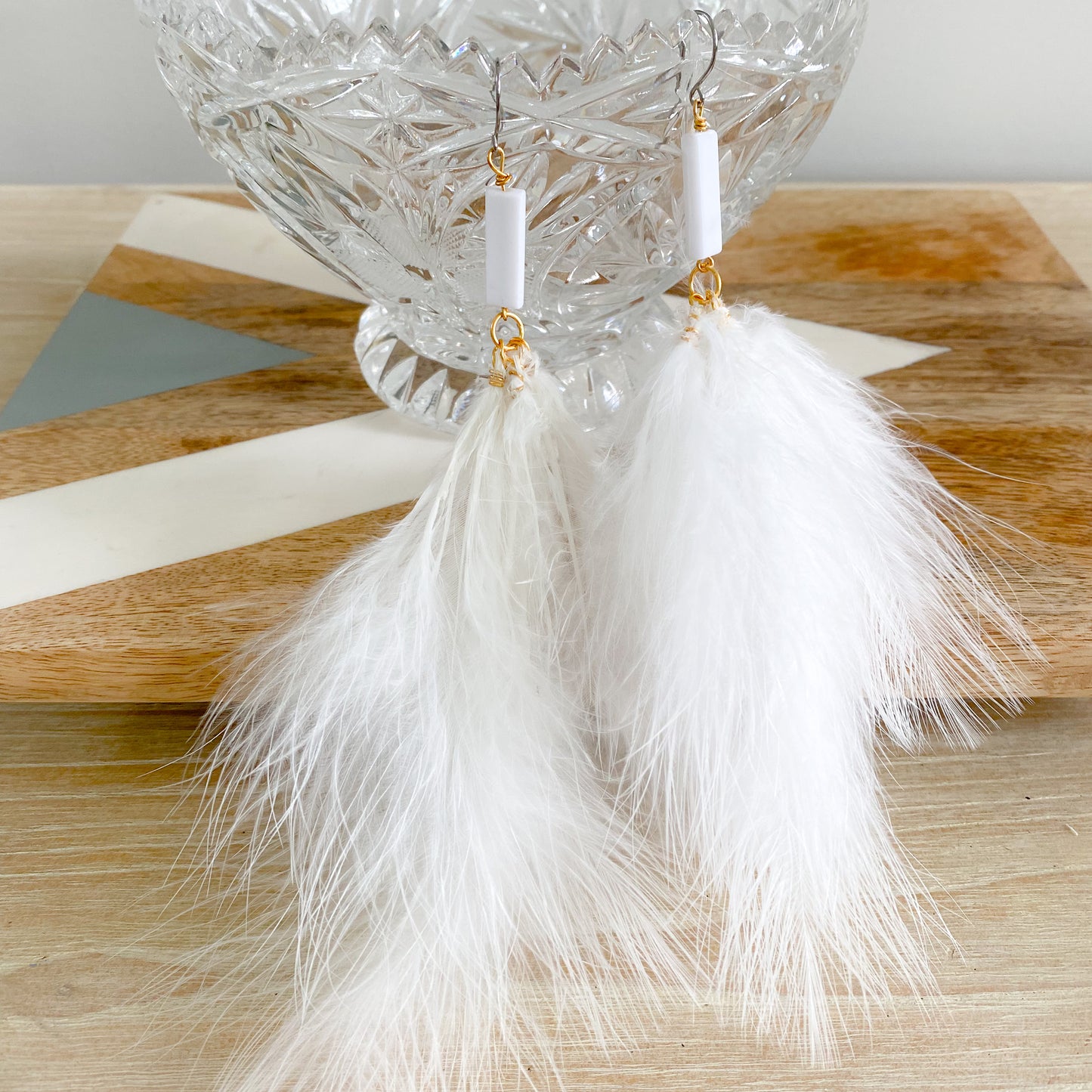 Willow Ostrich Earrings - Bellestyle white feather sustainable fashion item