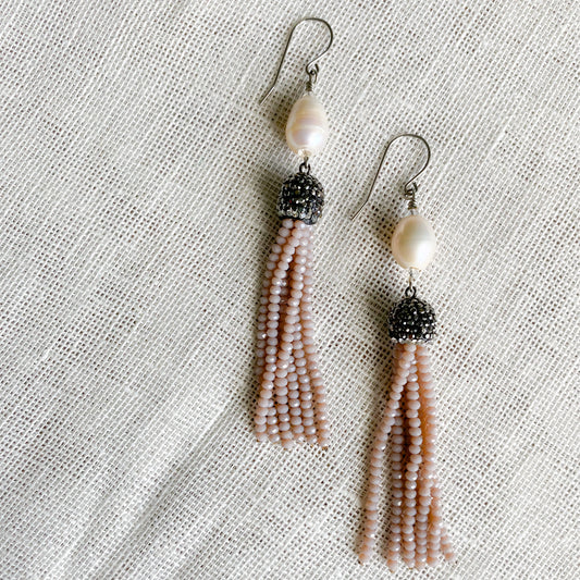 Gabriella Freshwater Pearl Crystal Earrings - Bellestyle