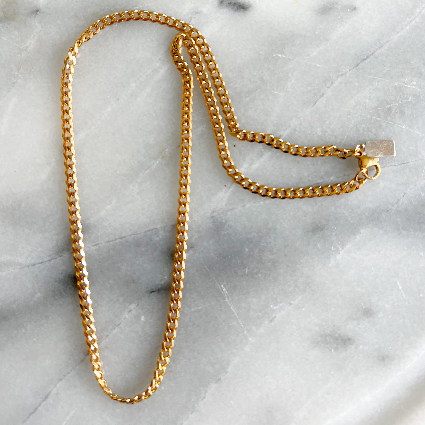 Biscayne Gold Stainless Steel Unisex Cuban Style Flat Chain - Bellestyle