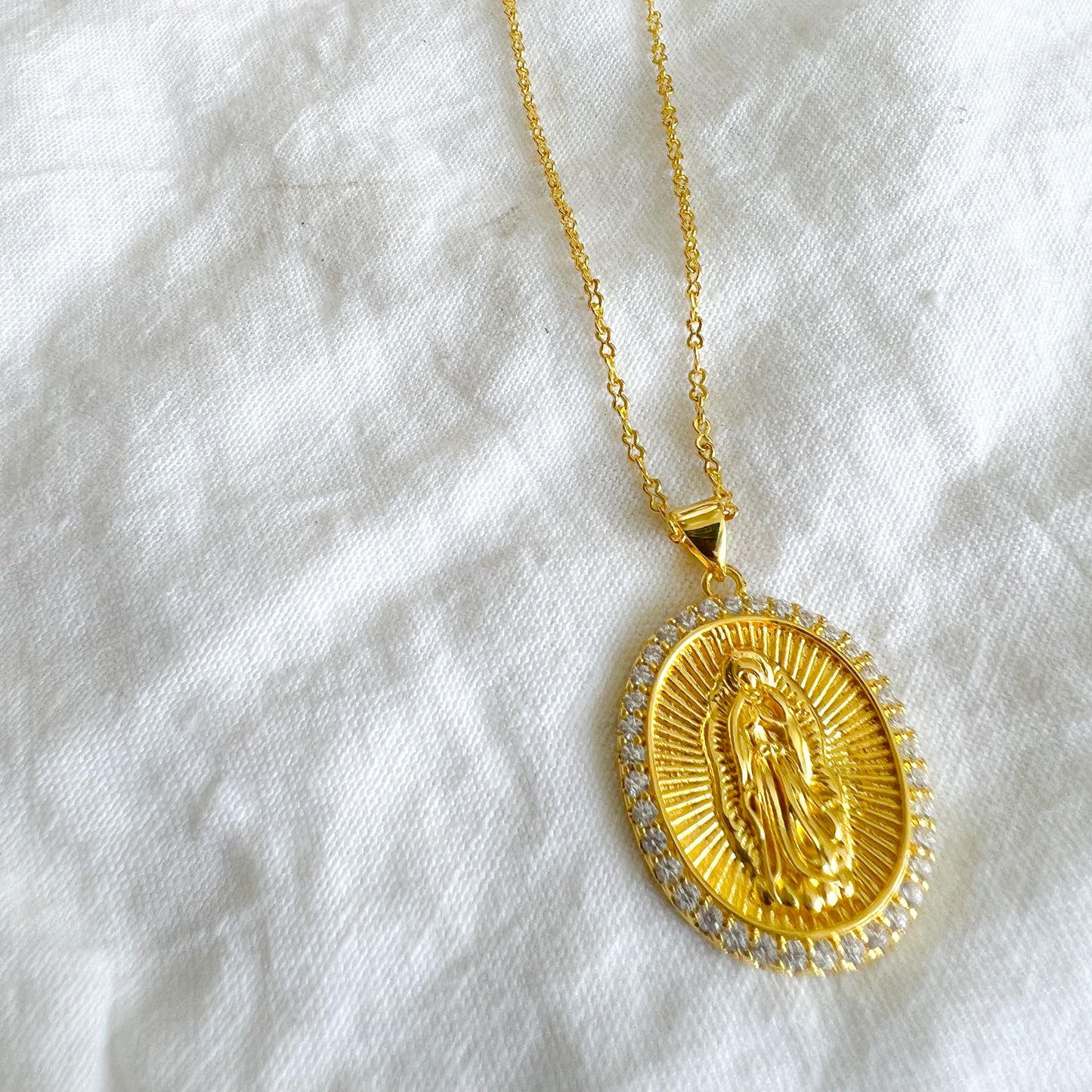Mary Pave Crystal Charm Necklace - BelleStyle