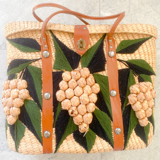 Vintage French Market Grape Buckle Extra Large Tote - BelleStyle