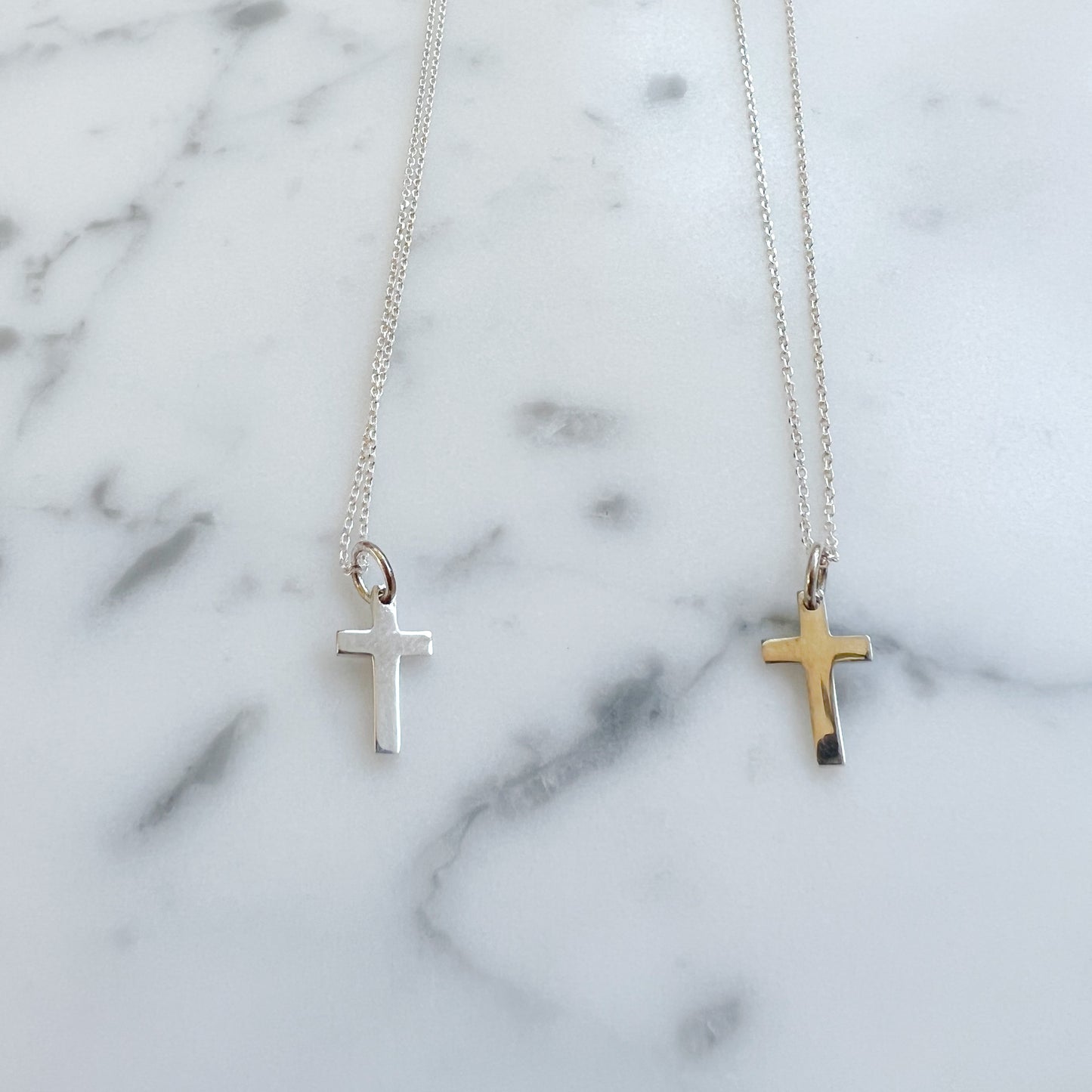Sterling Silver Mini Plain Cross Necklace