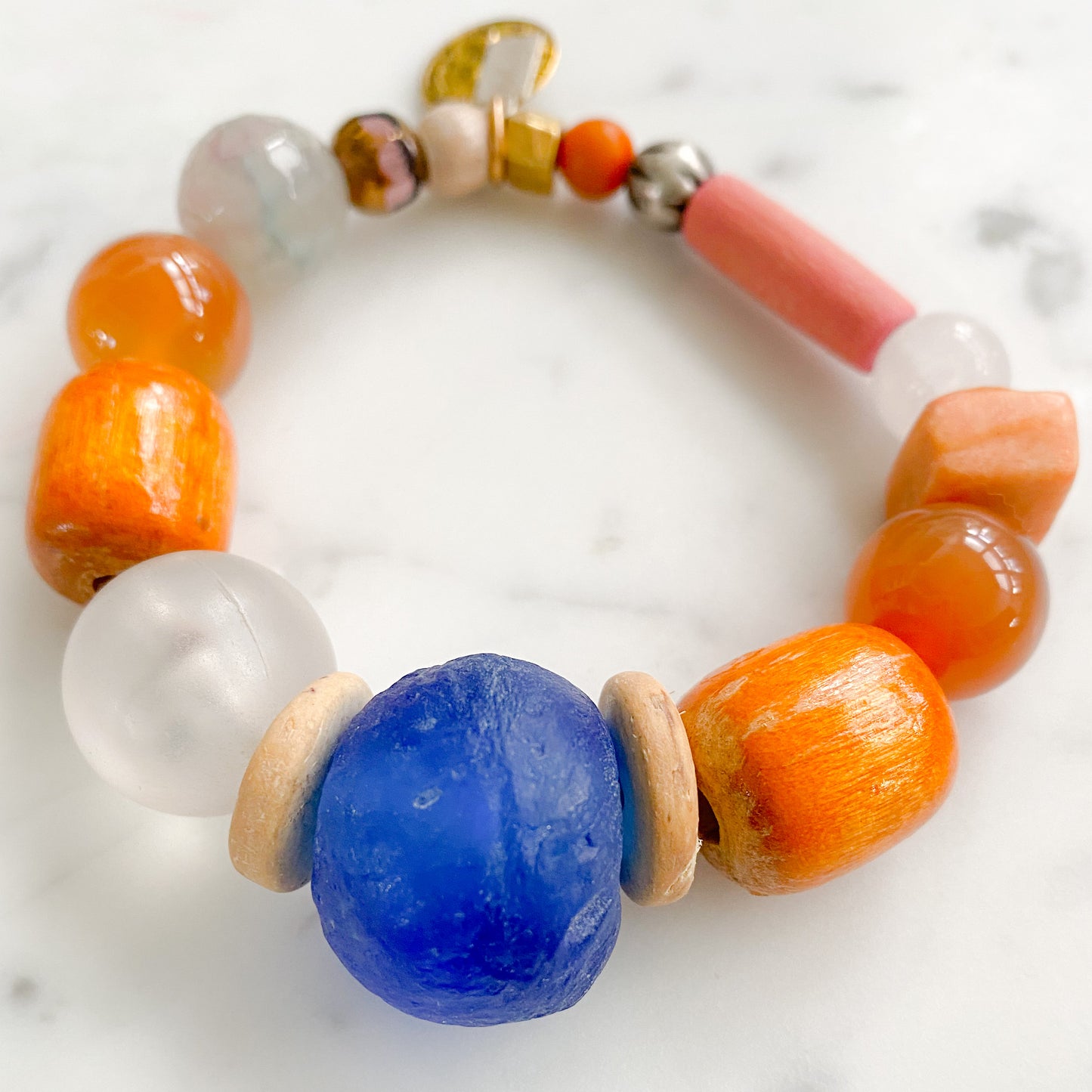 Lorenzo Bracelet - Bellestyle prayer beads agate carnelian rosewood amethyst coin charm