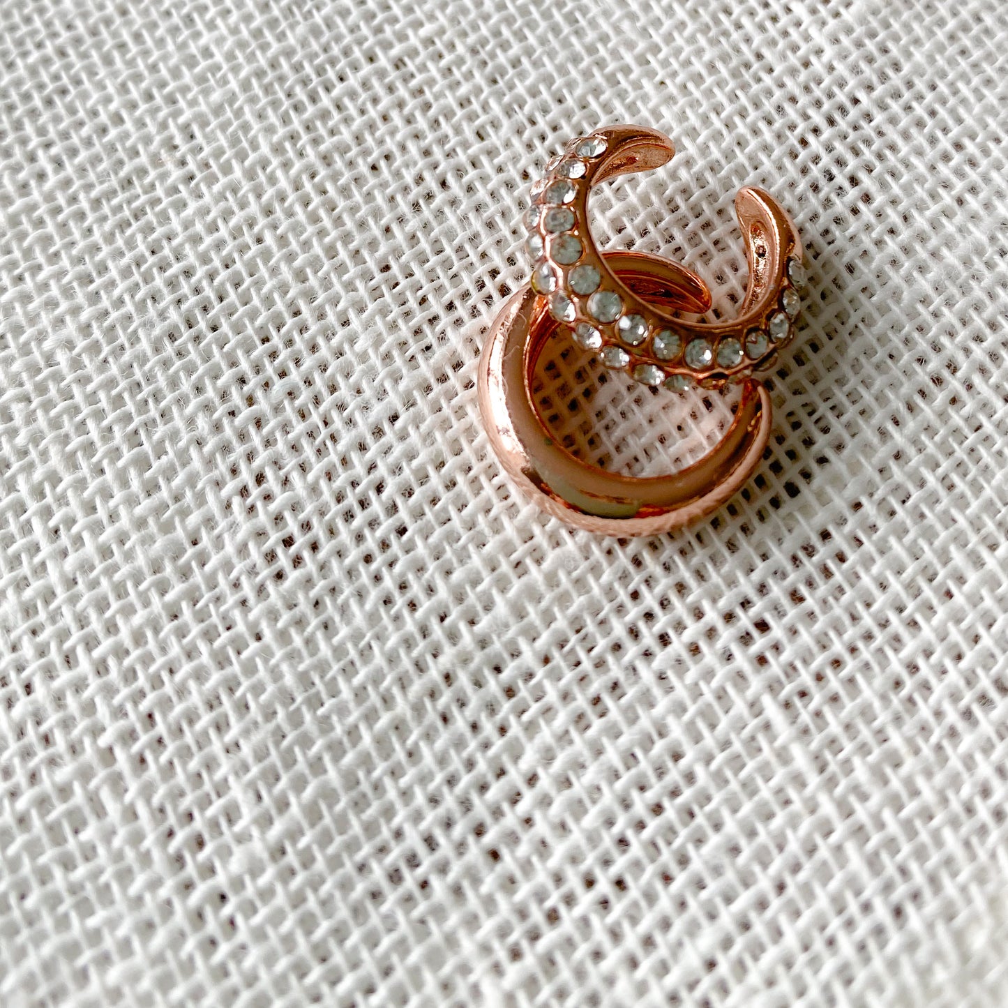 Uptown thick earcuff earring - Bellestyle rose gold crystal