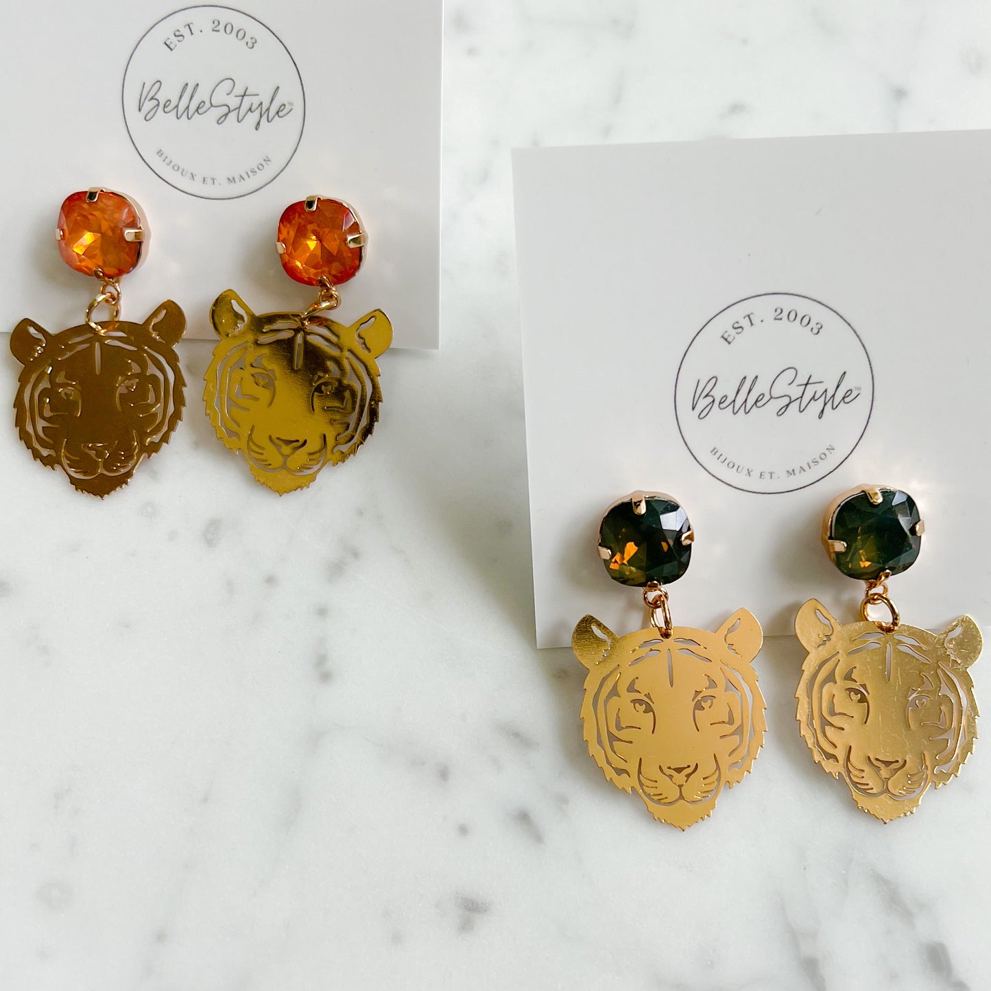 Tiger Post Earrings - BelleStyle