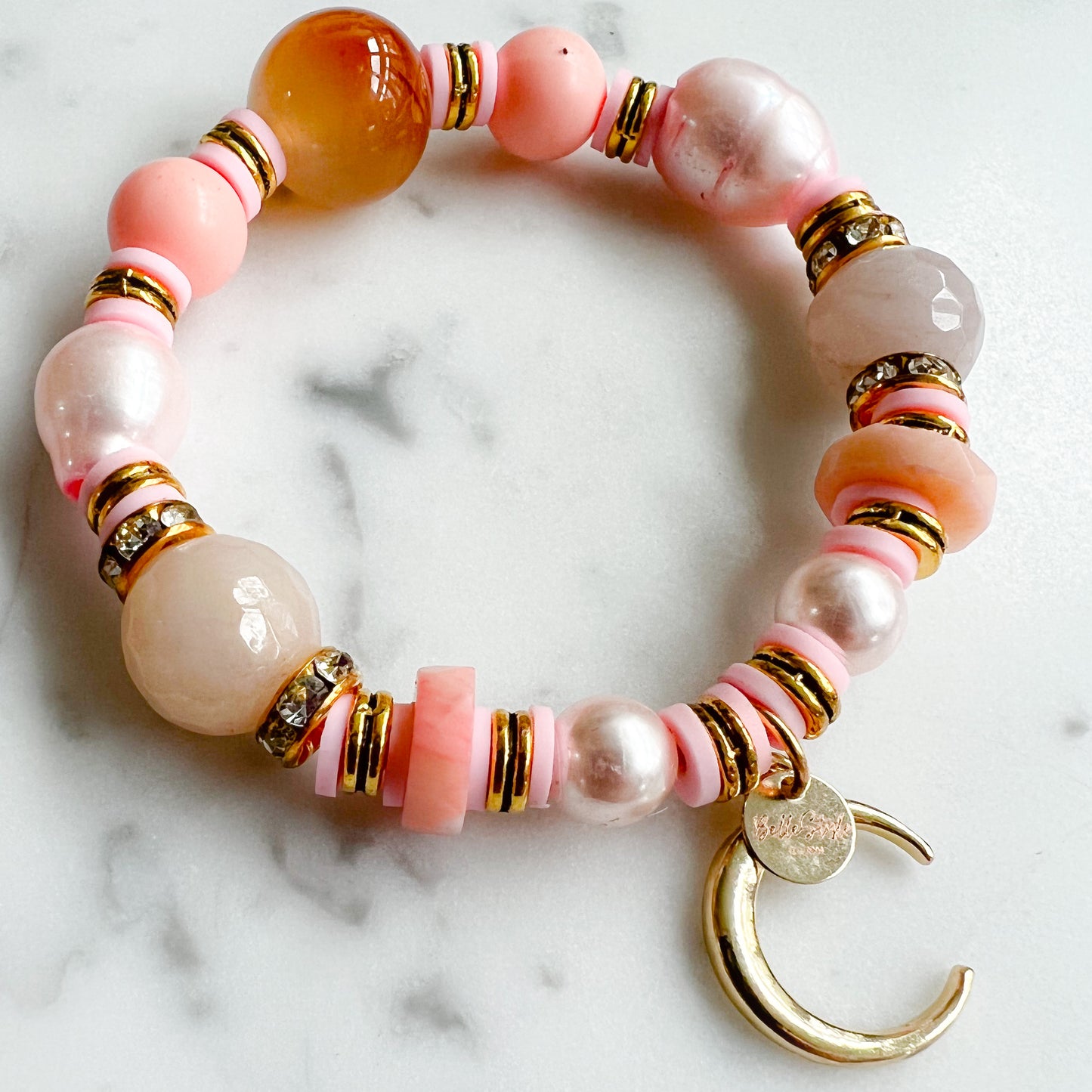 Lunar Carnelian Gold Bracelet - BelleStyle