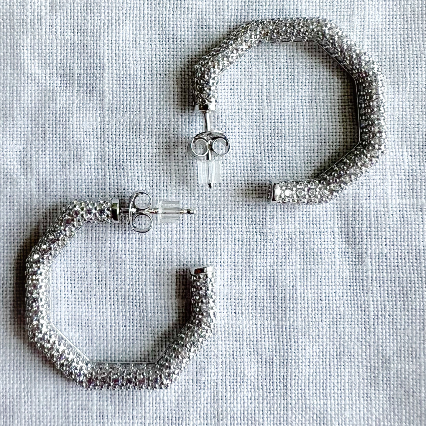 Zig Zag Sterling Silver 925 Pave Post Earrings - BelleStyle