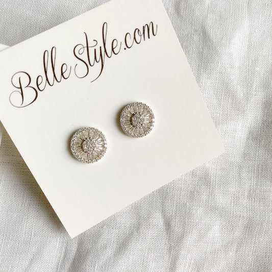 Baguette Circle Crystal Earrings - BelleStyle