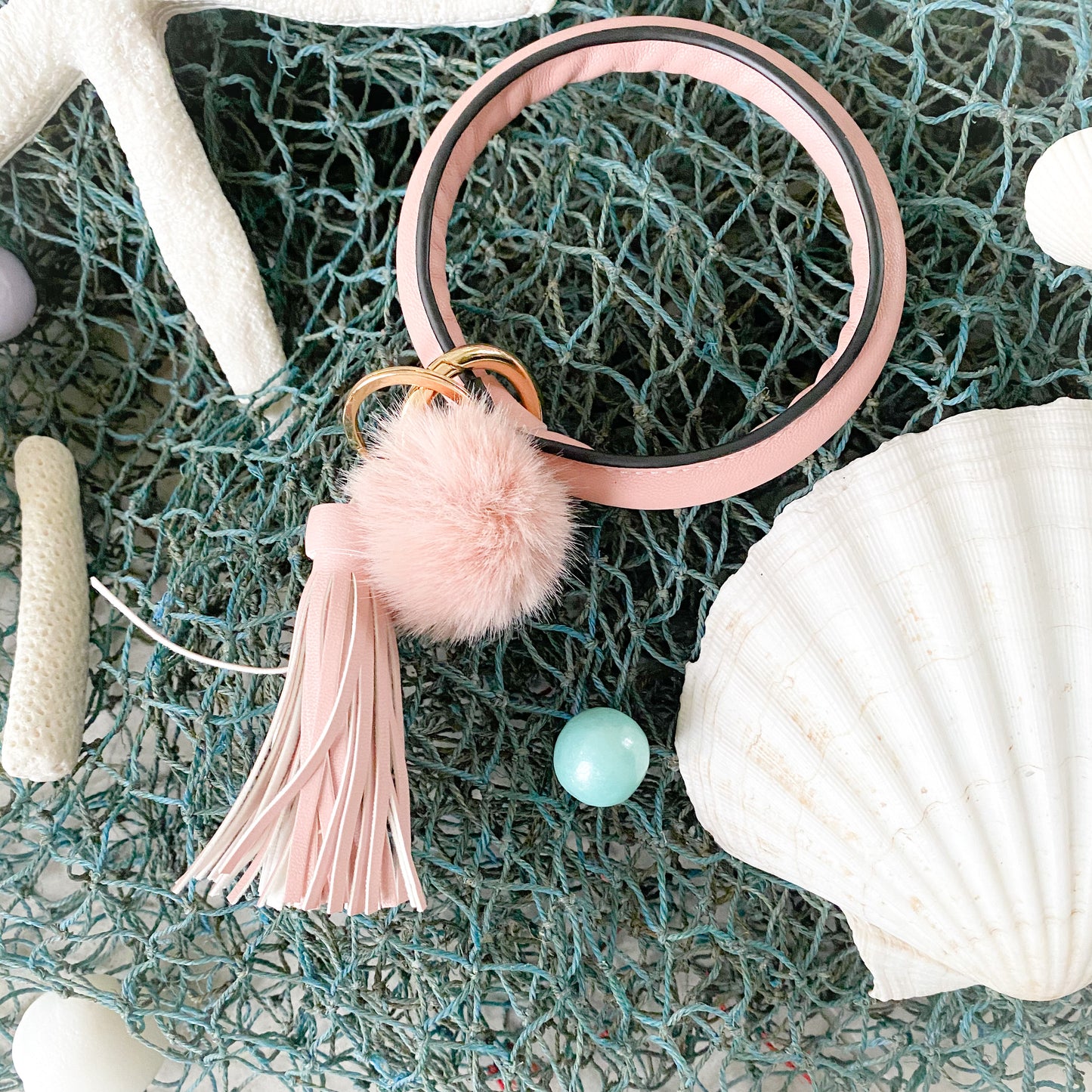 Vegan Pom Pom Tassel Keychain Bracelet - BelleStyle