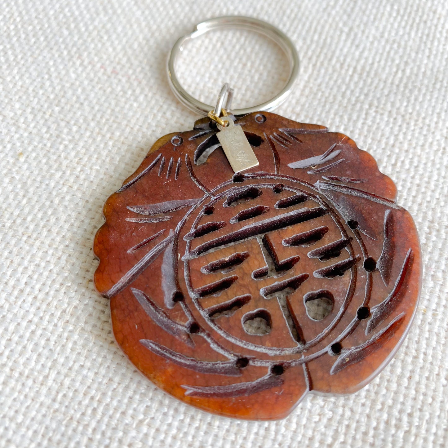 Lucky Jade Hand Carved Love Bird Keychain - BelleStyle