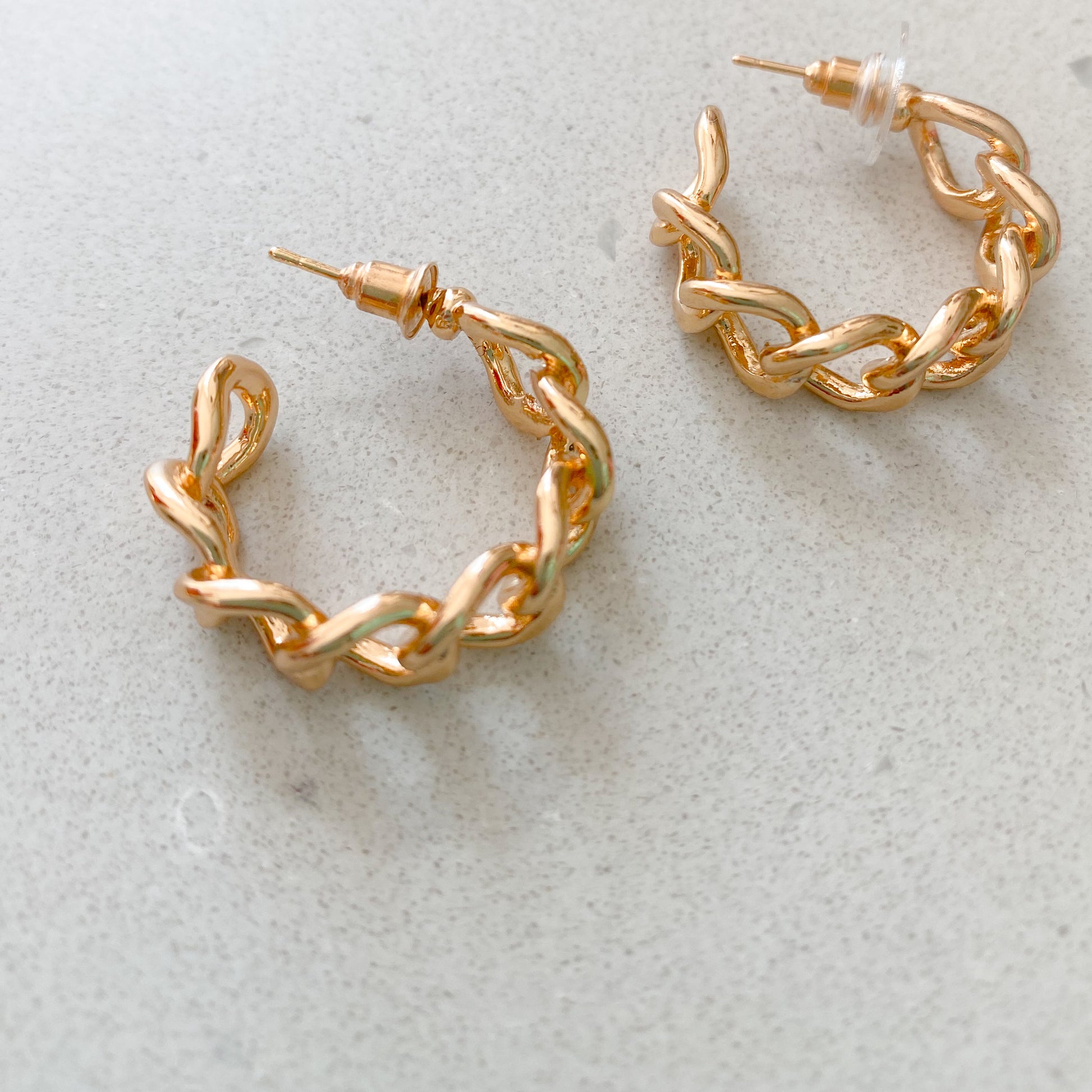 Curb Chain Link Hoop EarringS - BelleStyle