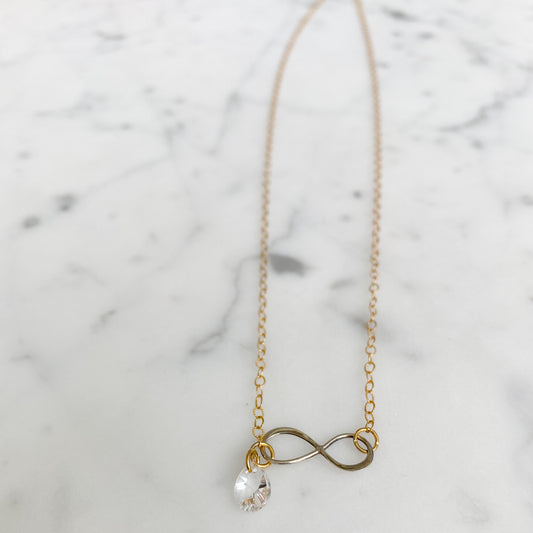 Infinity Crystal Dangle Necklace - Bellestyle