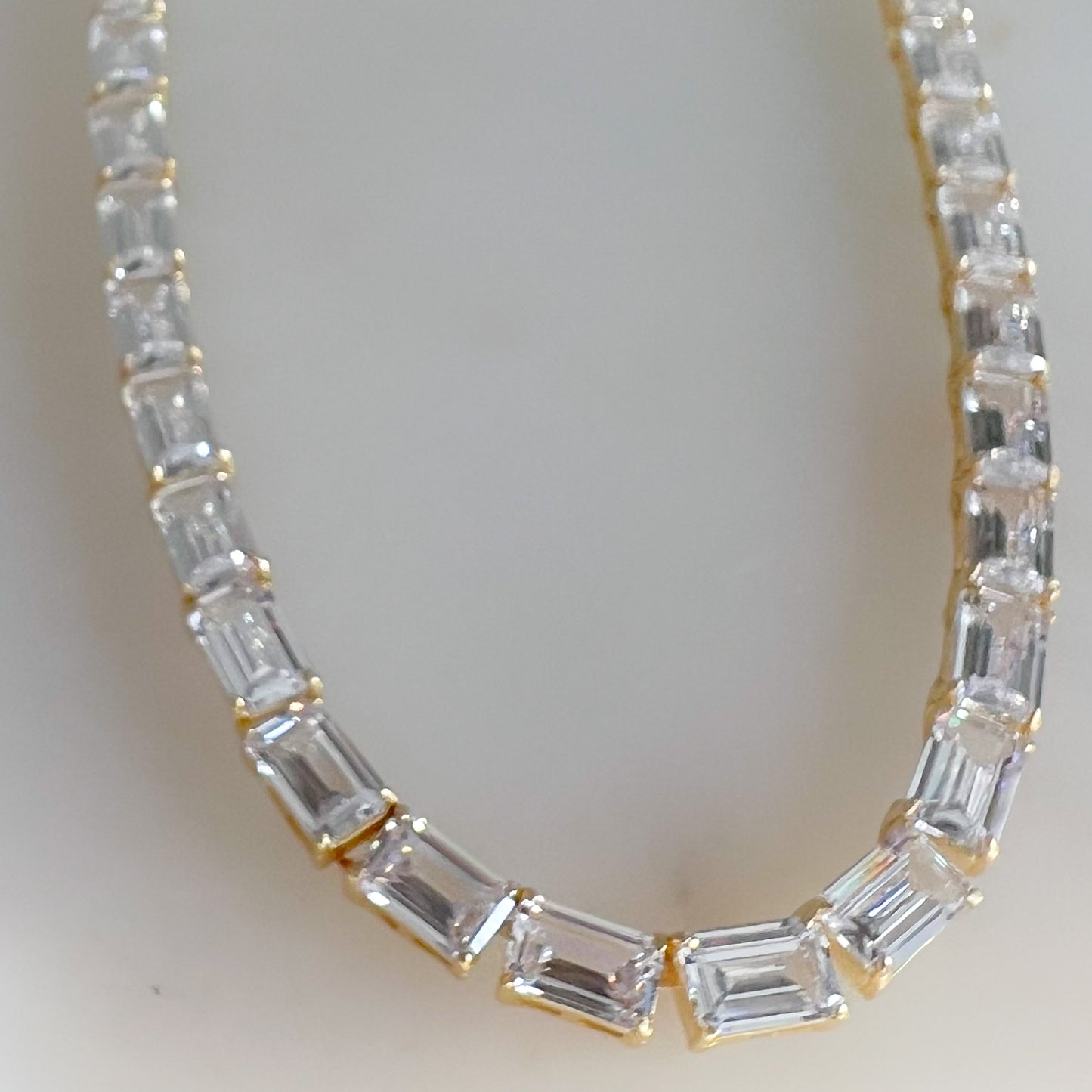 Liberty Baguette Crystal 925 Statement Necklace - BelleStyle