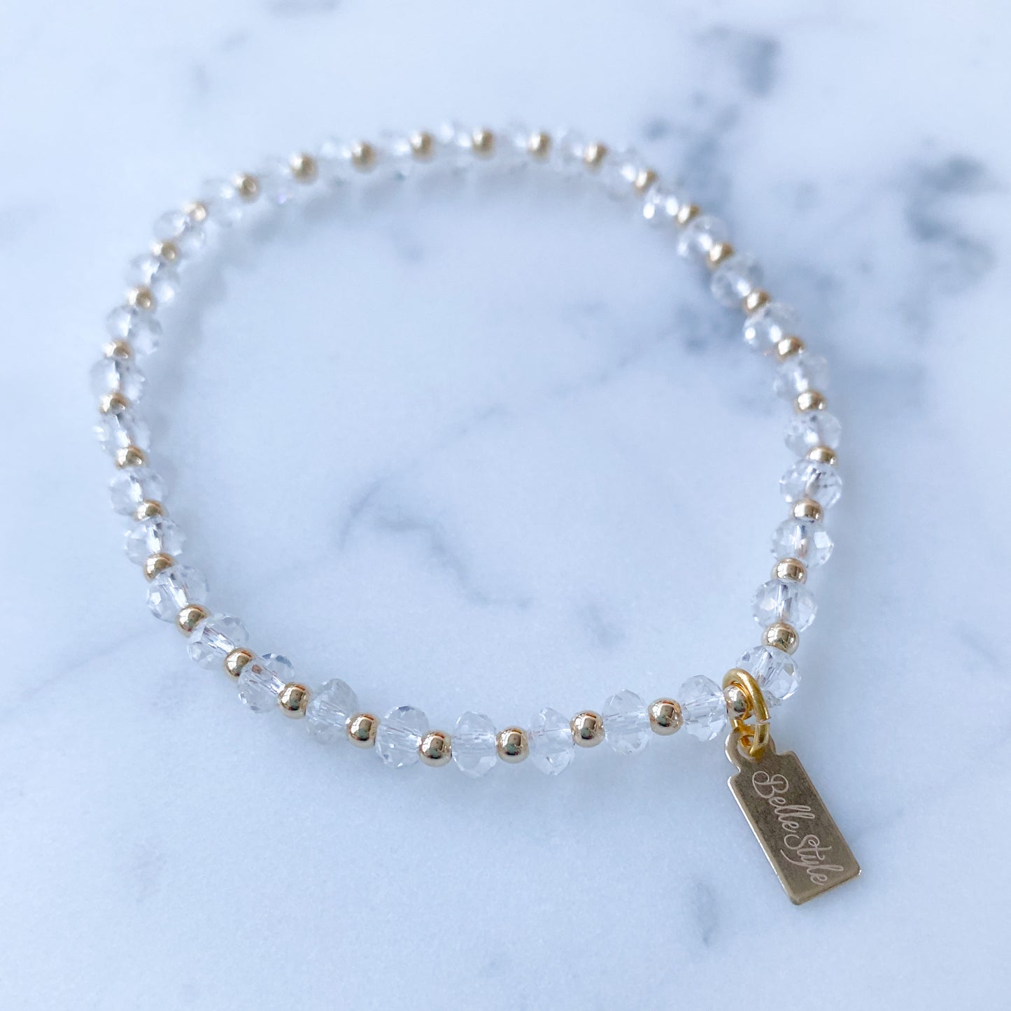 Gold 14K Beaded Bracelet - Bellestyle Crystal