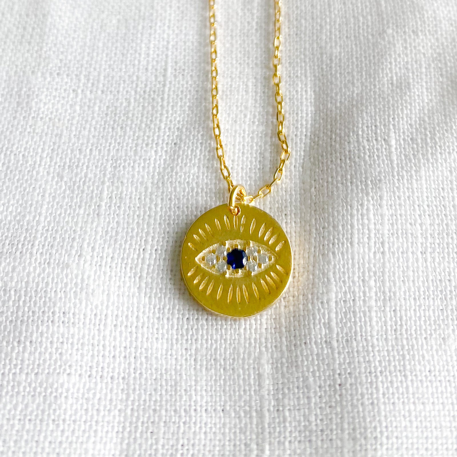 Round Evil Eye Protection Charm Necklace - BelleStyle