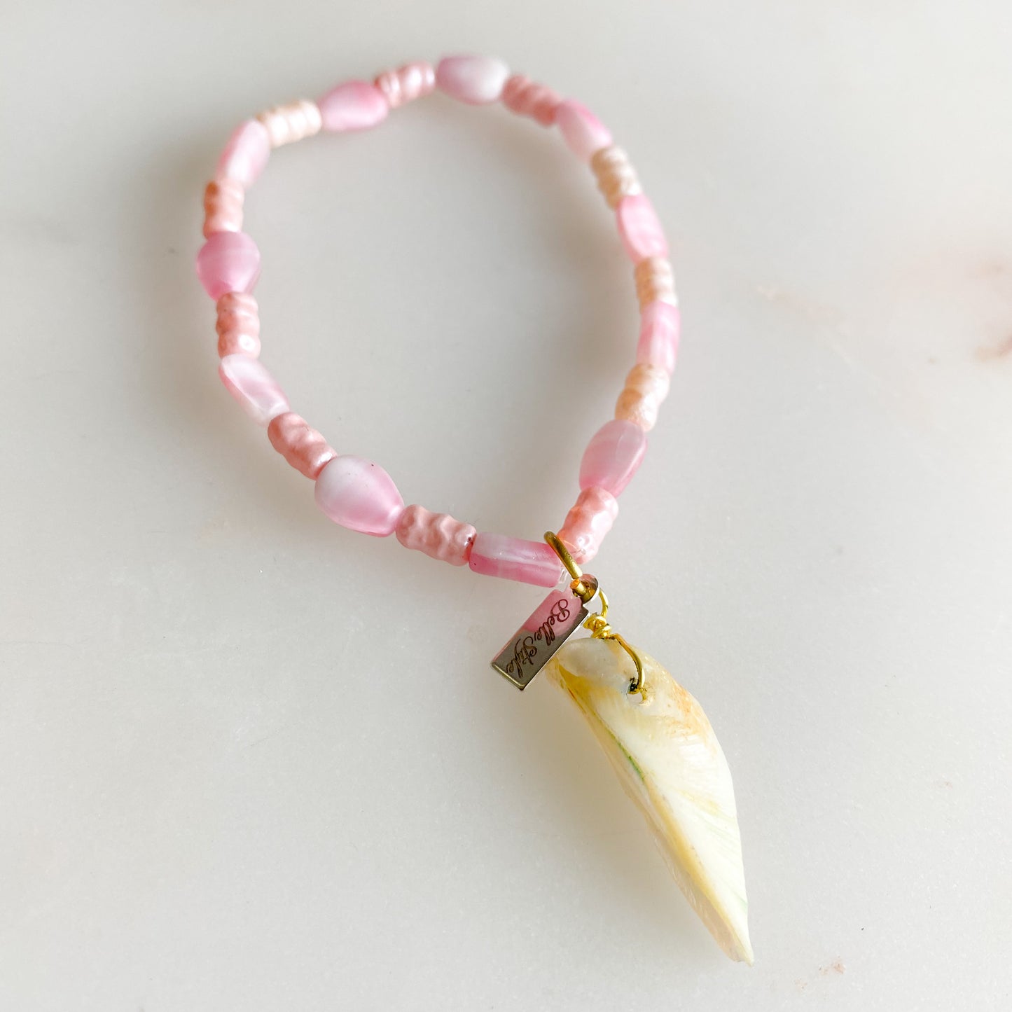 Morgan Sustainable Shell Bracelet - BelleStyle - crystal quartz rose quartz freshwater pearl handmade pink girls vintage mother of pearl shells