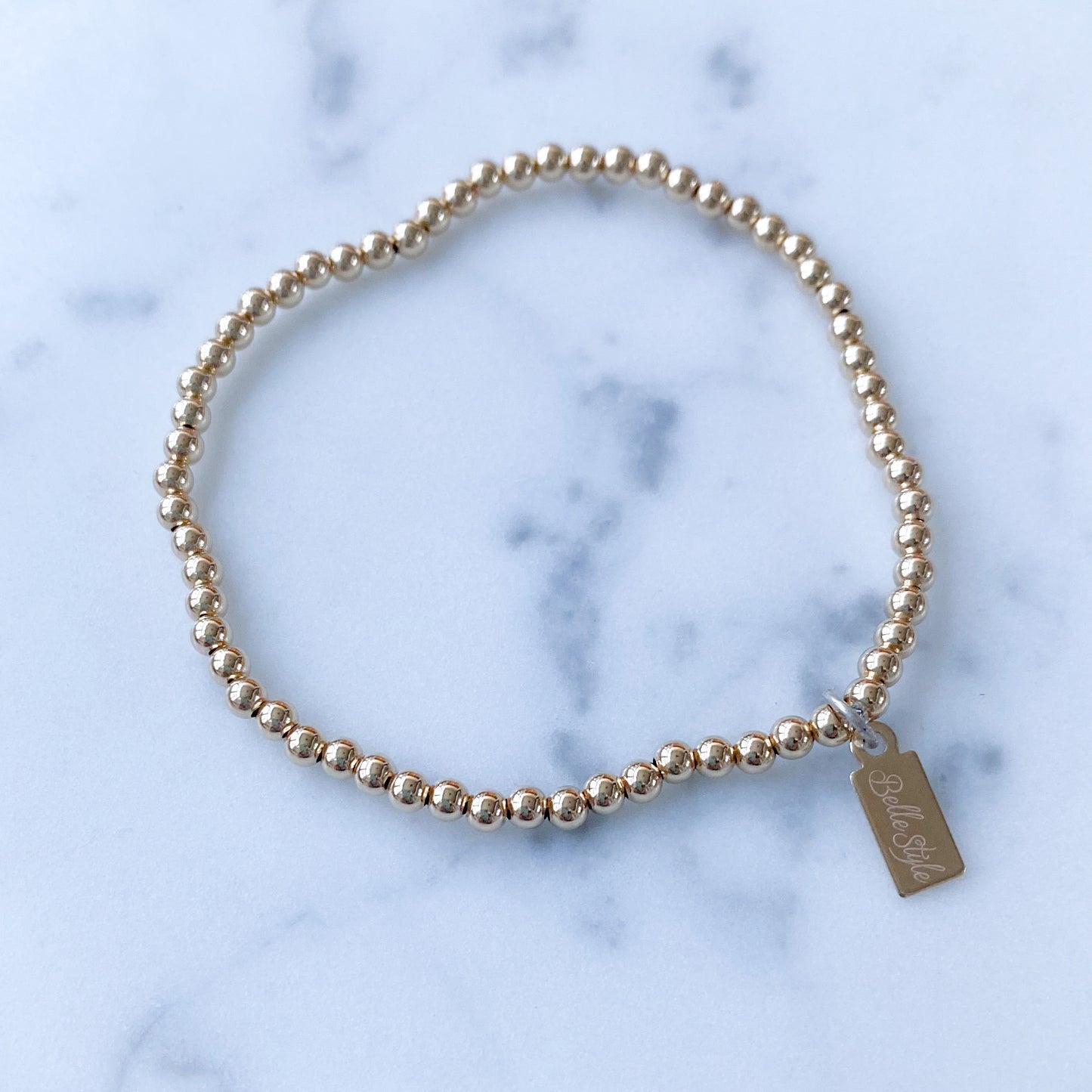 Gold 14K Beaded Bracelet - Bellestyle Medium
