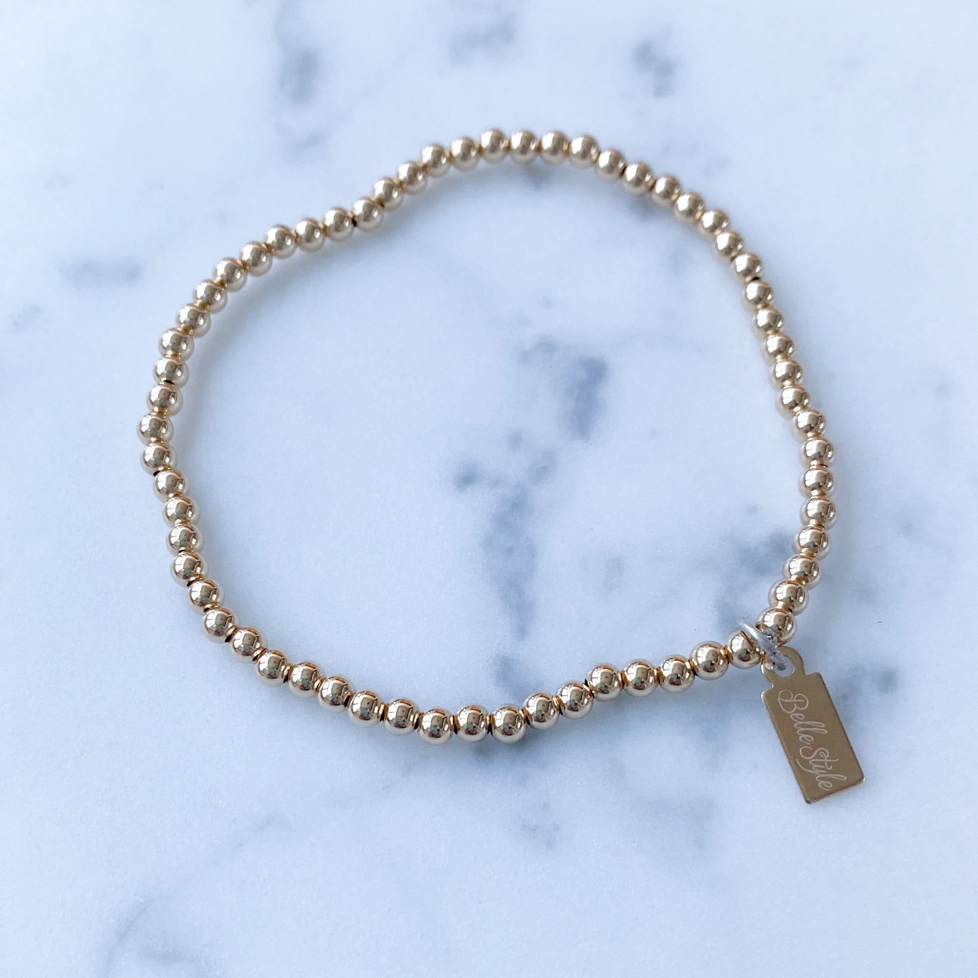 Gold 14K Beaded Bracelet - Bellestyle Medium