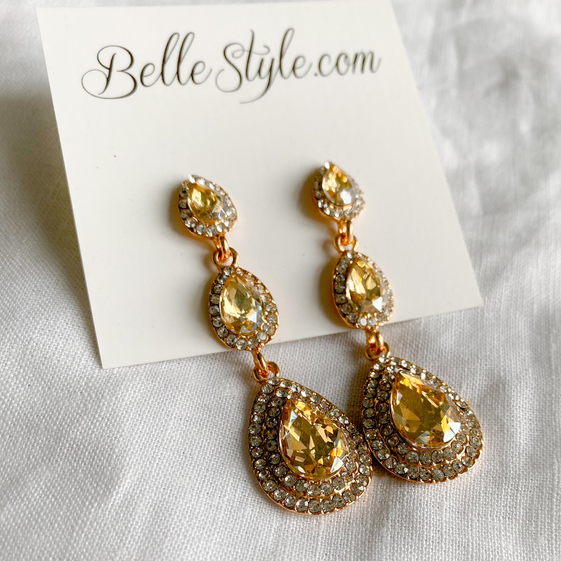 Betty Earrings - BelleStyle - silver gold crystal teardrop post studs