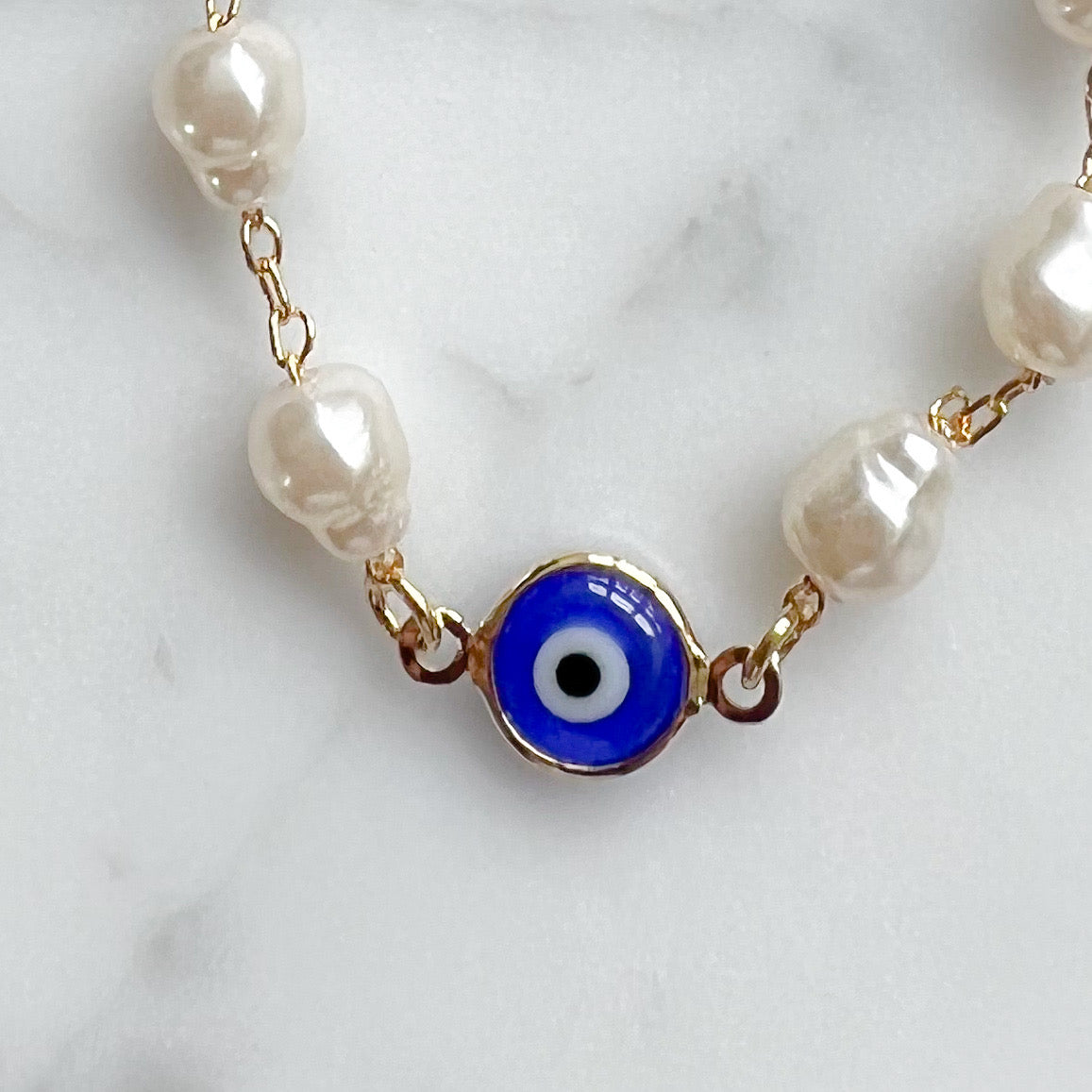 Blue Evil Eye Curb Chain Necklace - BelleStyle