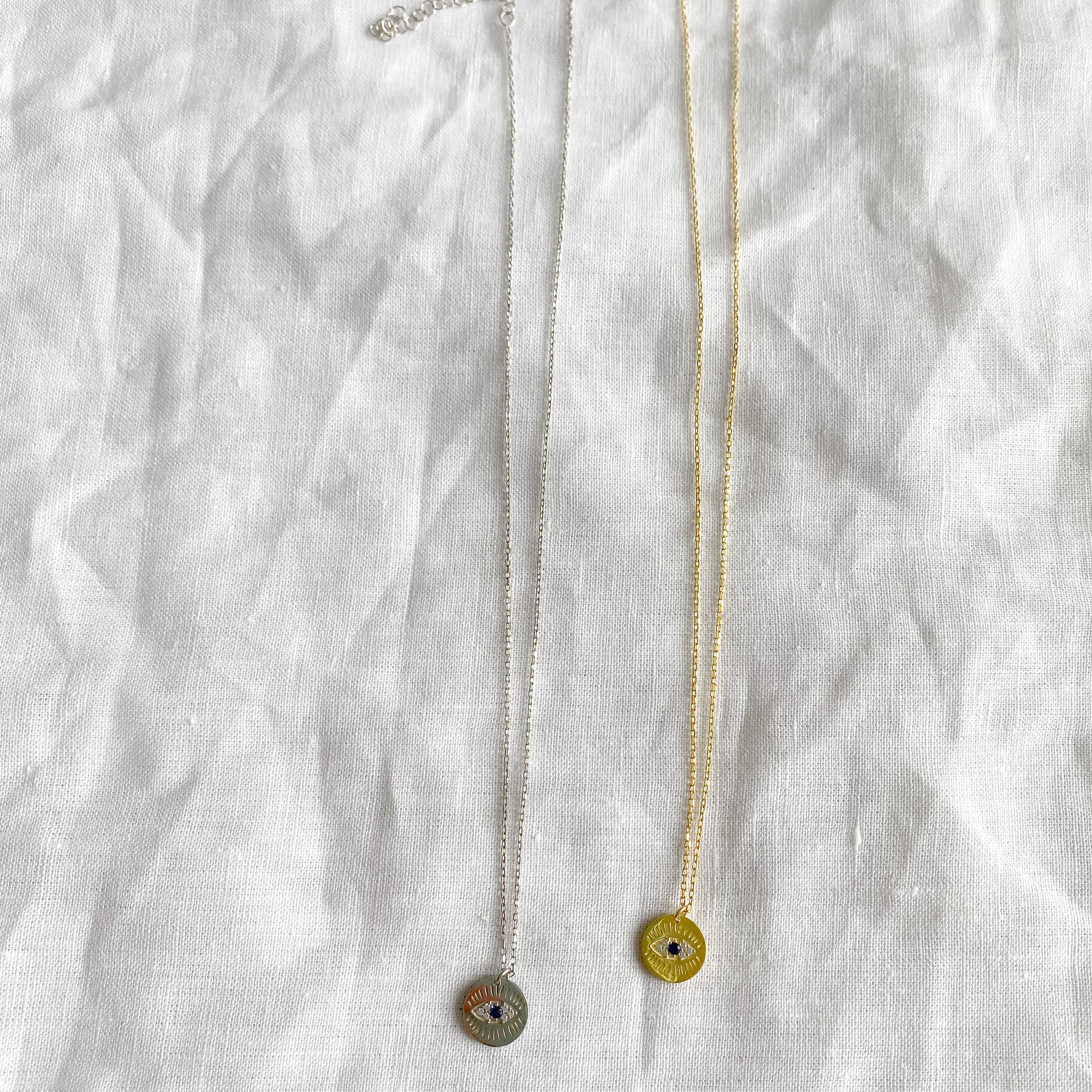 Round Evil Eye Protection Charm Necklace - BelleStyle