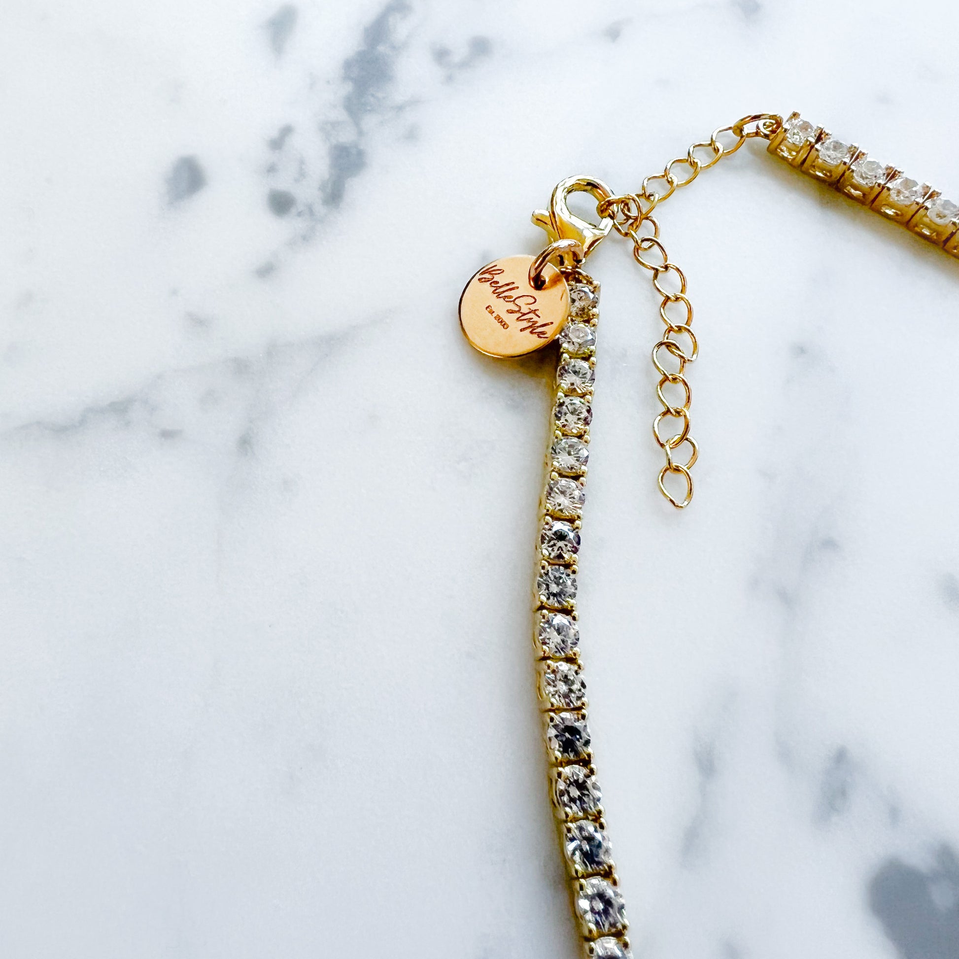 Becca Diamond Style Cubic Zirconia Gold Tennis Necklace - BelleStyle