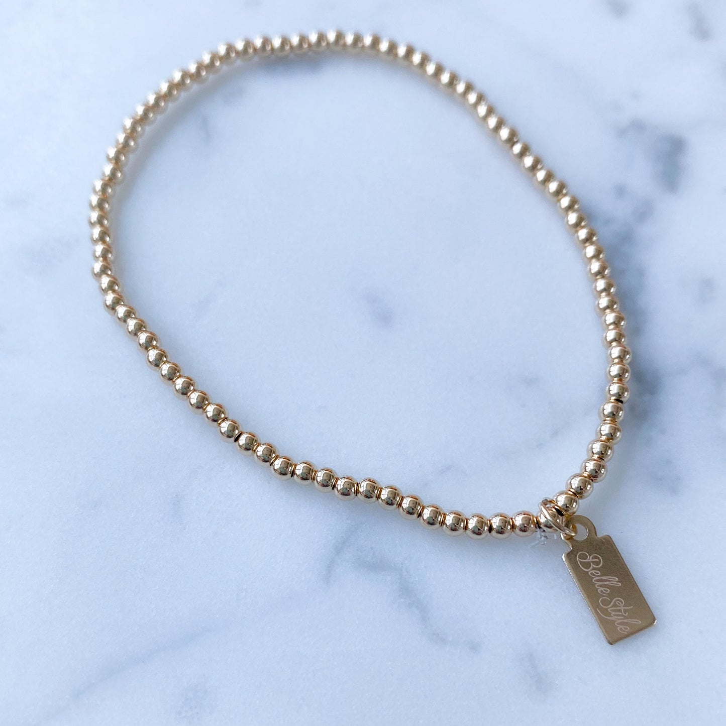 Gold 14K Beaded Bracelet - Bellestyle Extra small