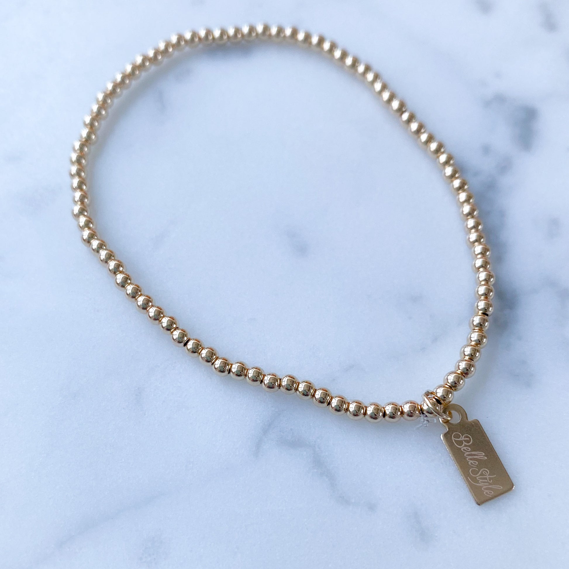 Gold 14K Beaded Bracelet - Bellestyle Extra small