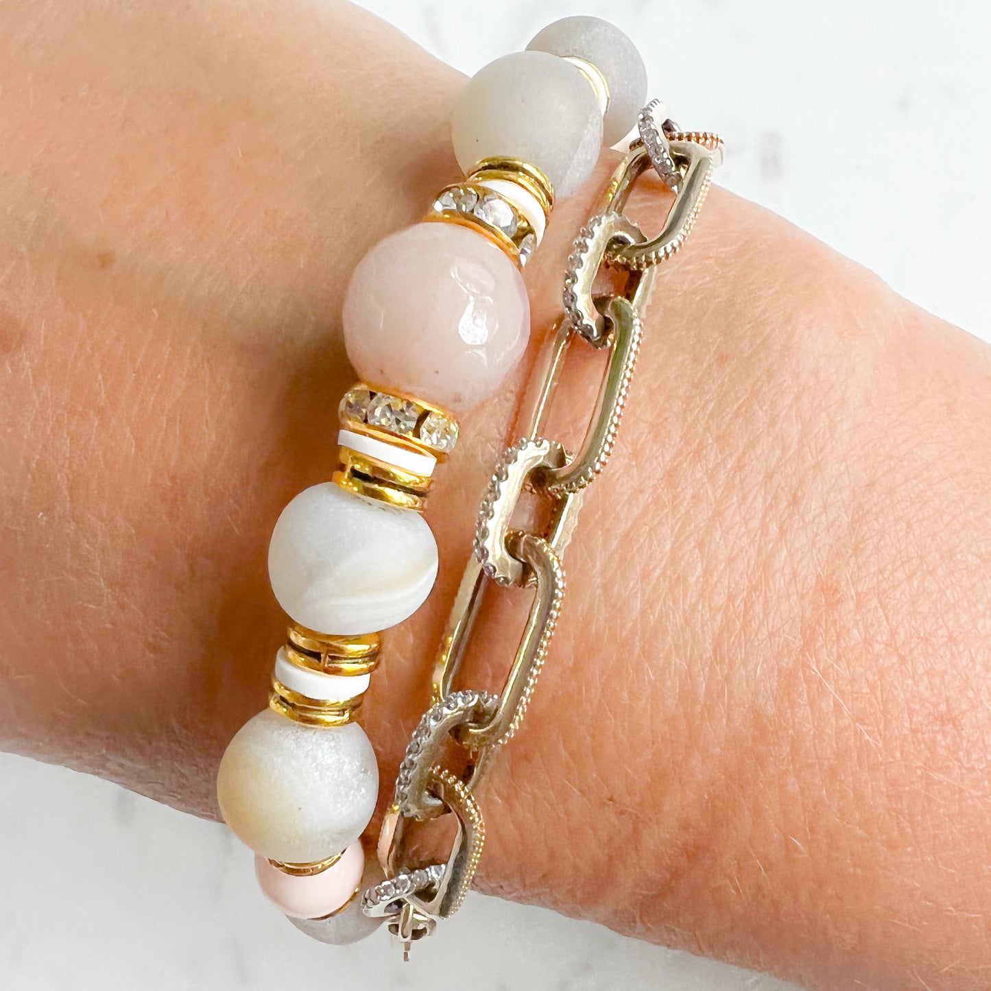 Druzy Peach Quartz Gold Bracelet - BelleStyle